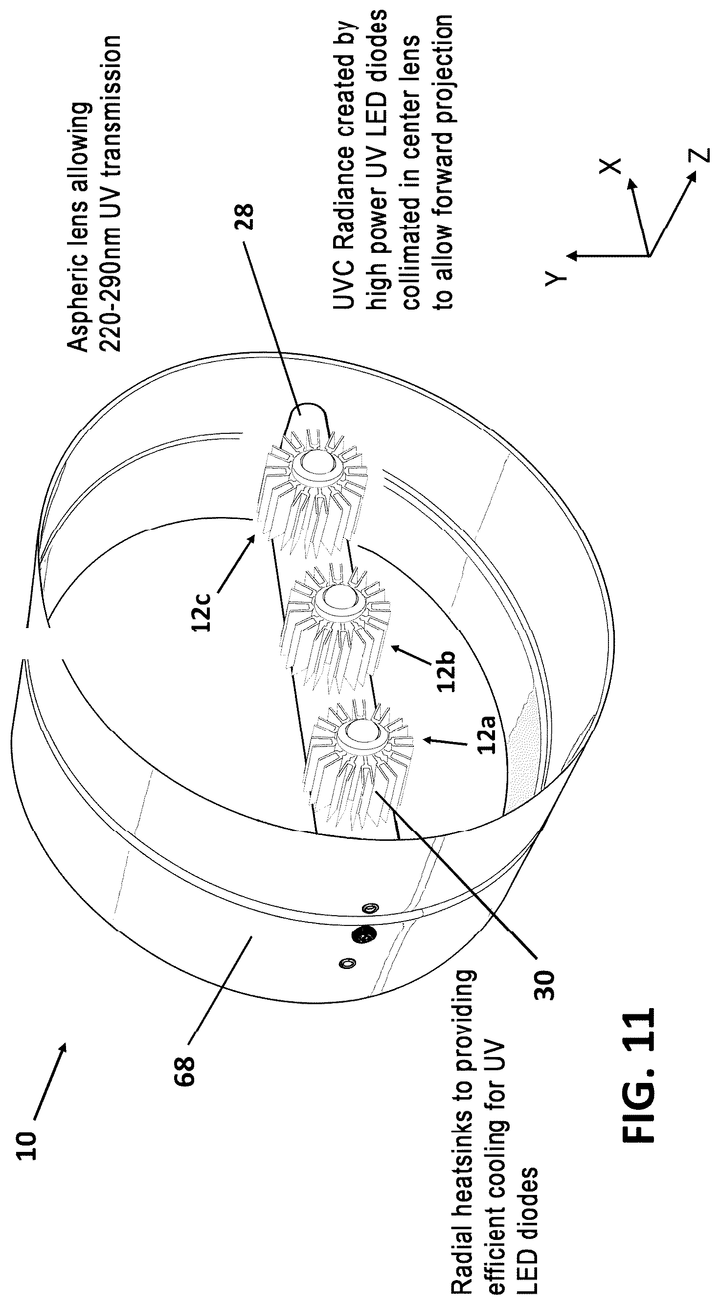 Patent US12618575 Figure 11 – HVAC UVC LED projection unit for HVAC devices