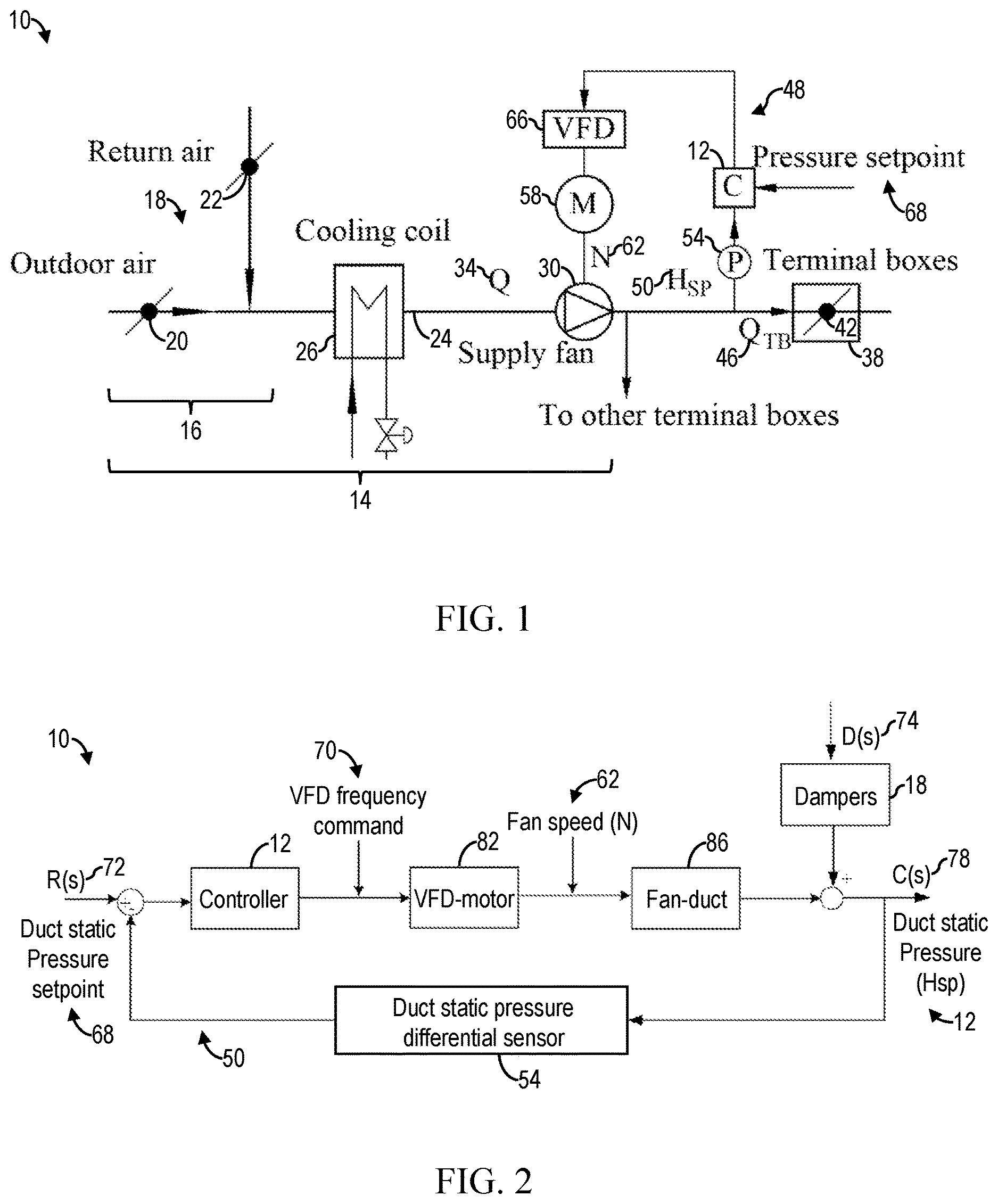 Patent US12618584 Figure 1 – Gain-scheduling system and method for improving fan speed control in air handling units