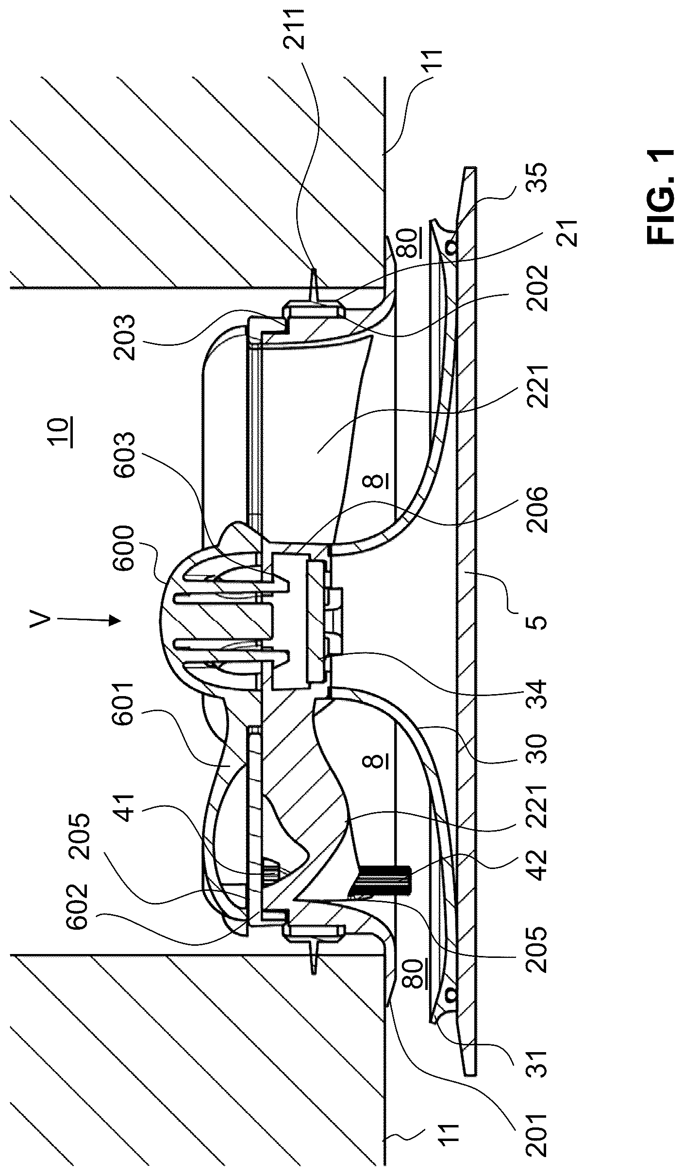 Patent US12618586 Figure 1 – Device for adjusting an air volume flow