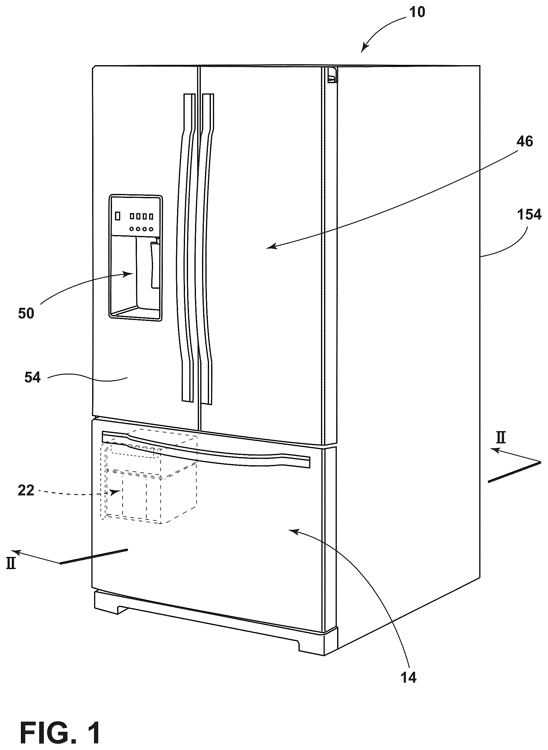 Patent US12618596 Figure 1 – Icemaker assembly