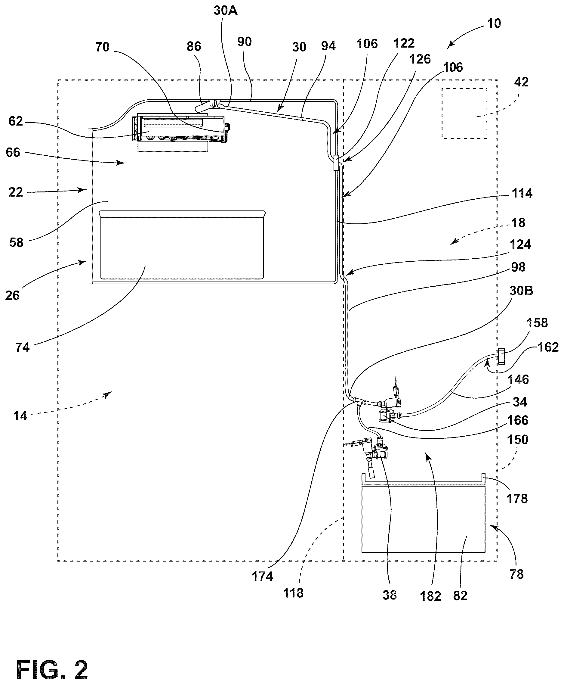 Patent US12618596 Figure 2 – Icemaker assembly