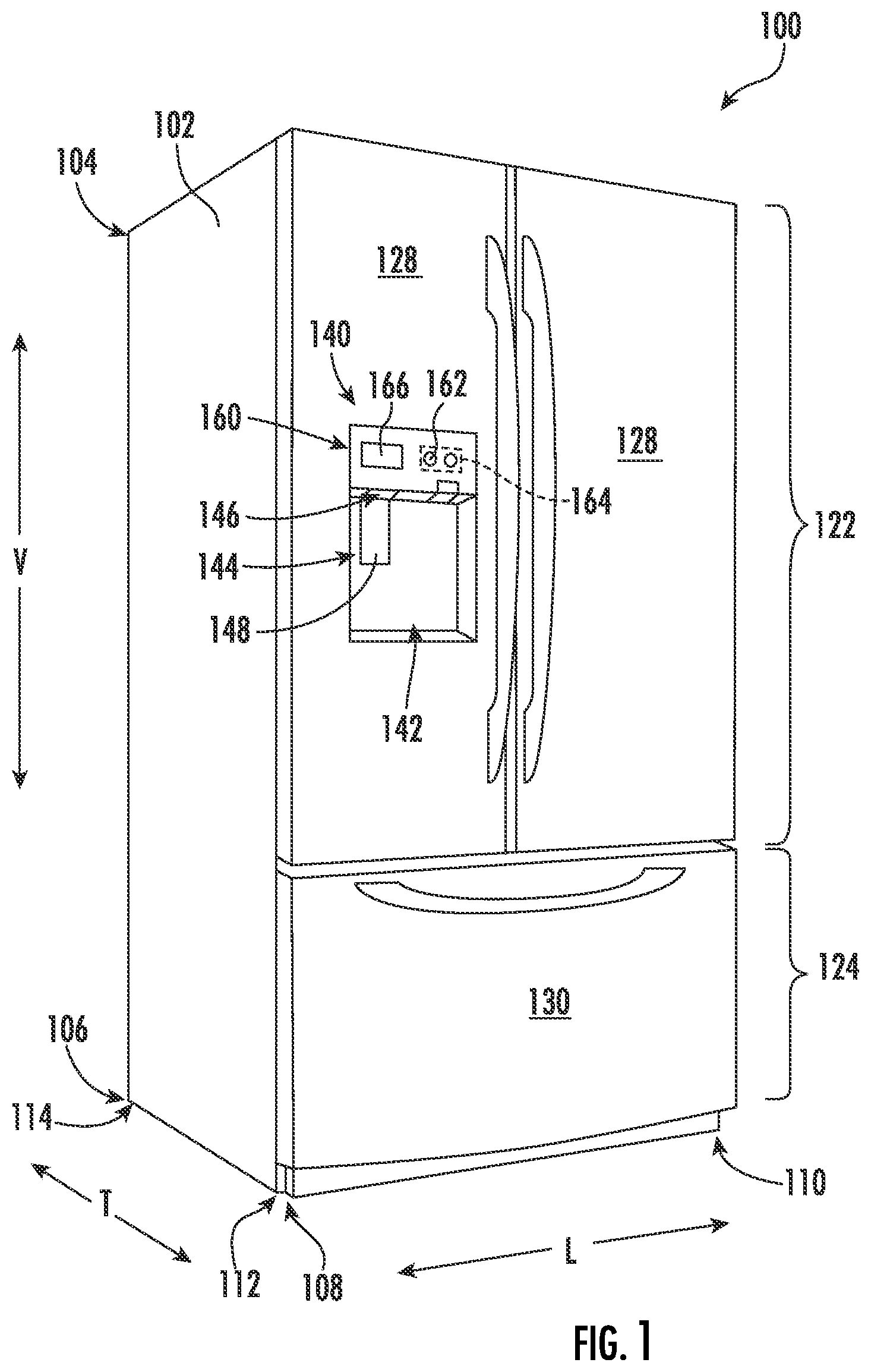 Patent US12618599 — Ice making assembly for a refrigerator appliance — Figure 1