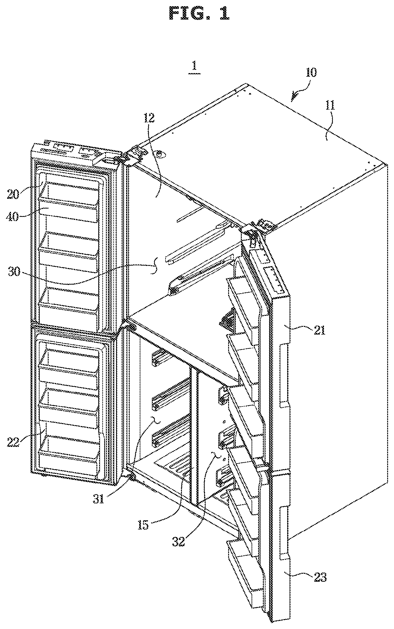 Patent US12618603 Figure 1 – Refrigerator