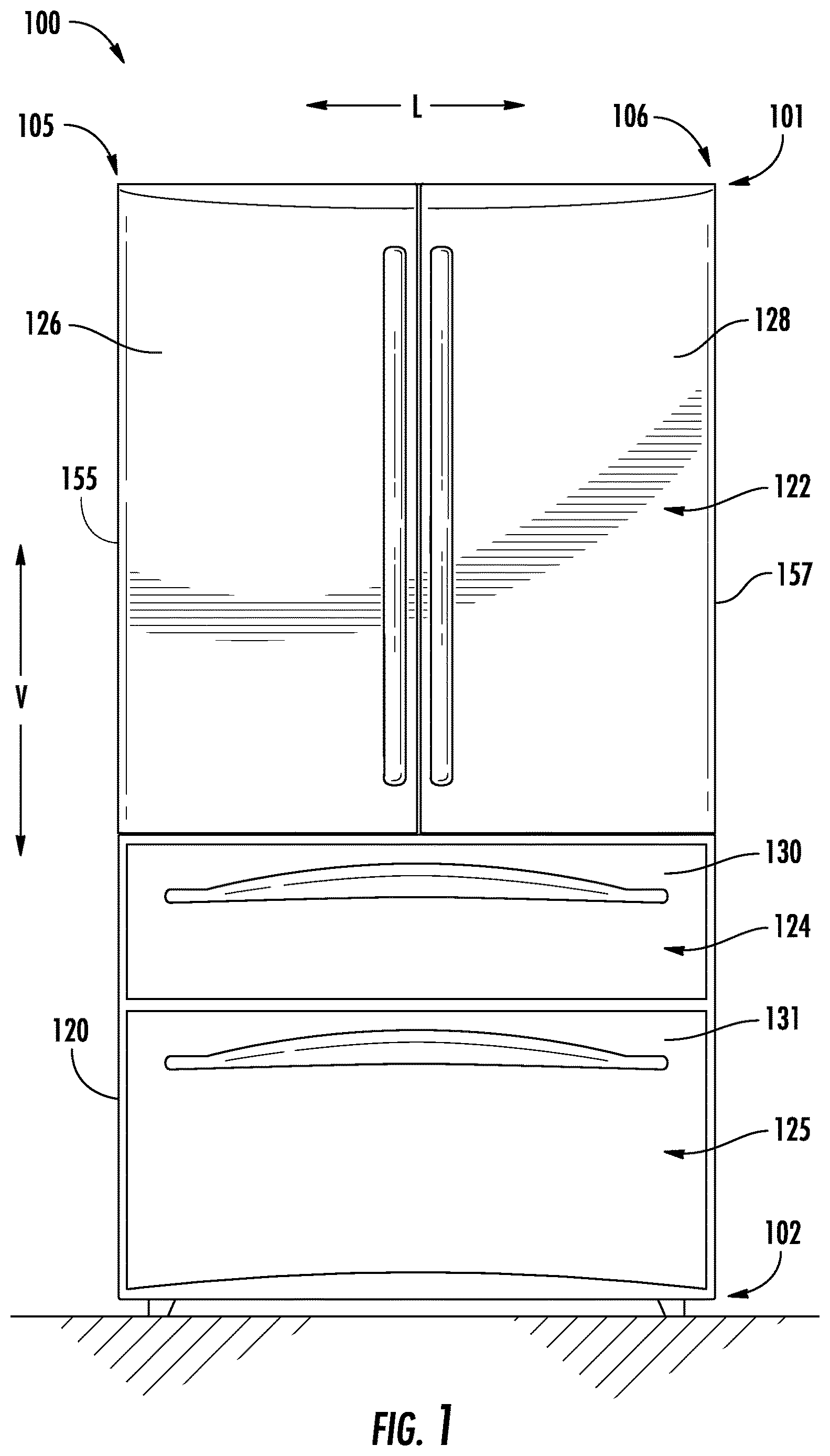 Patent US12618606 Figure 1 – Heated door for a refrigerator appliance