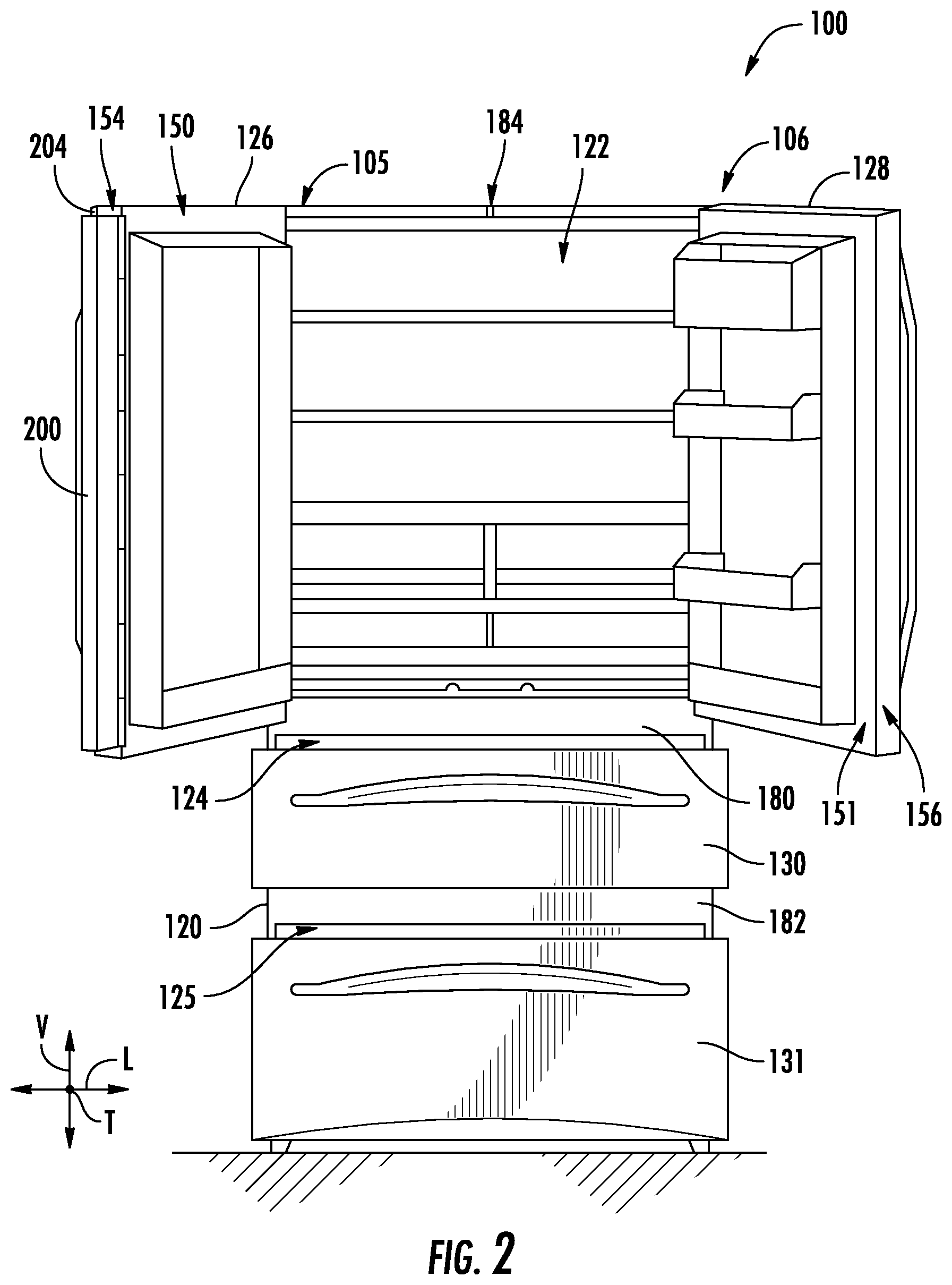 Patent US12618606 Figure 2 – Heated door for a refrigerator appliance