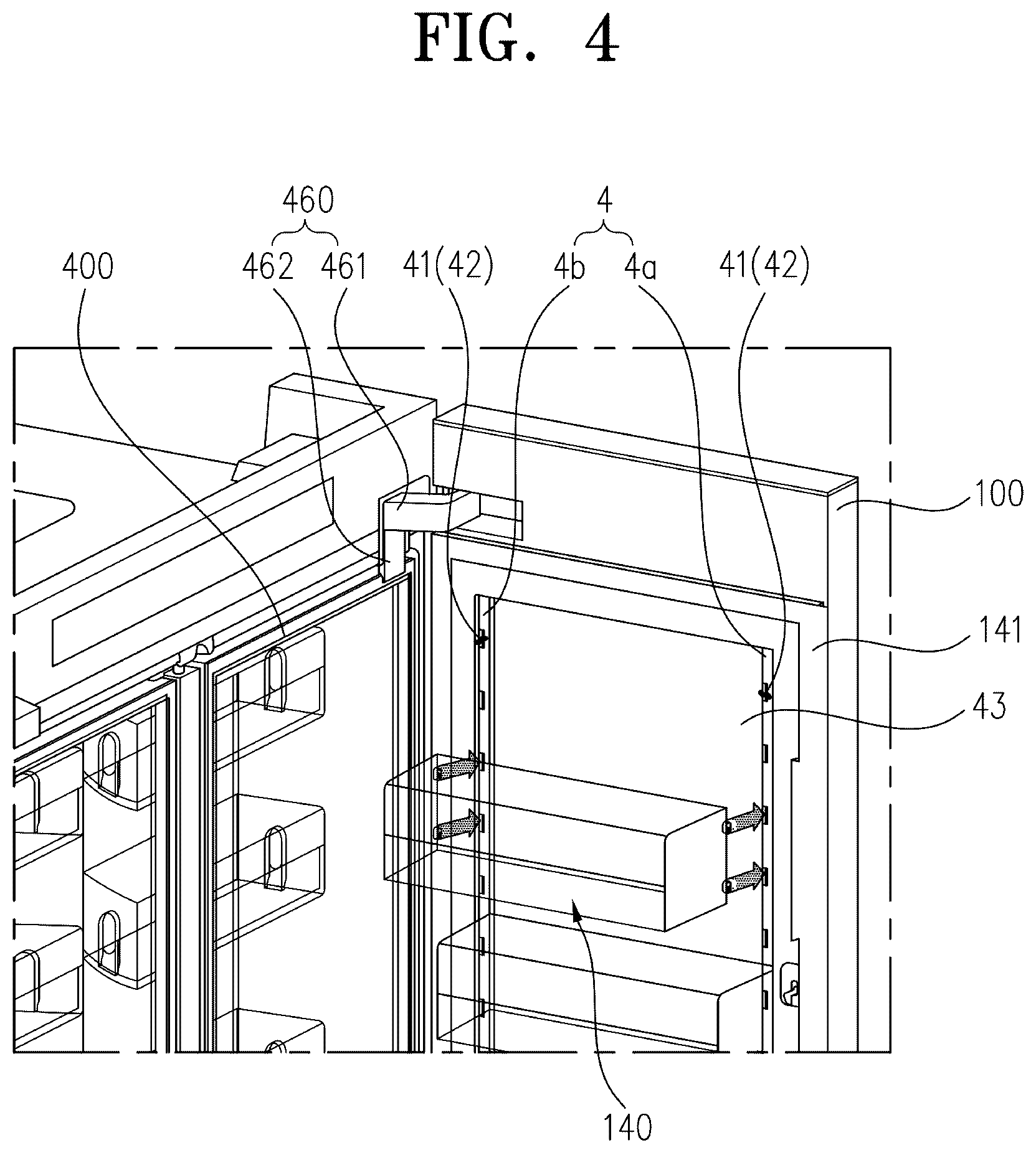 Patent US12618609 Figure 4 – Refrigerator