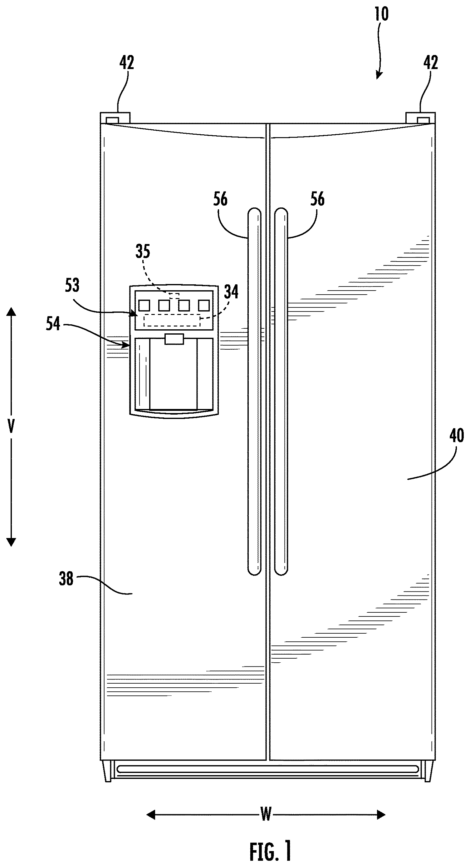 Patent US12618611 Figure 1 – Refrigerator appliance and sound emitting device and method for operation