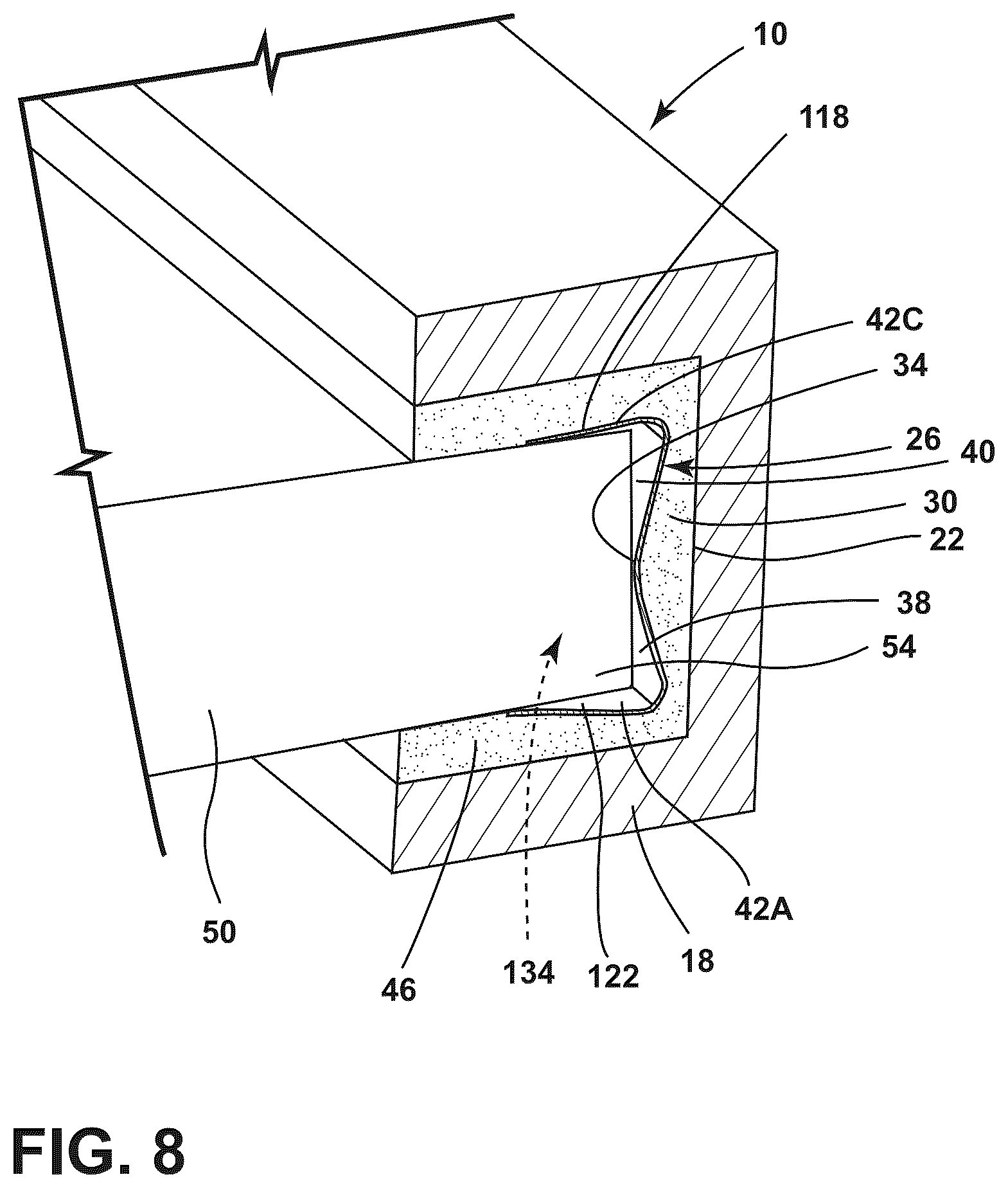 Patent US12618613 Figure 8 – Standoff feature for appliance