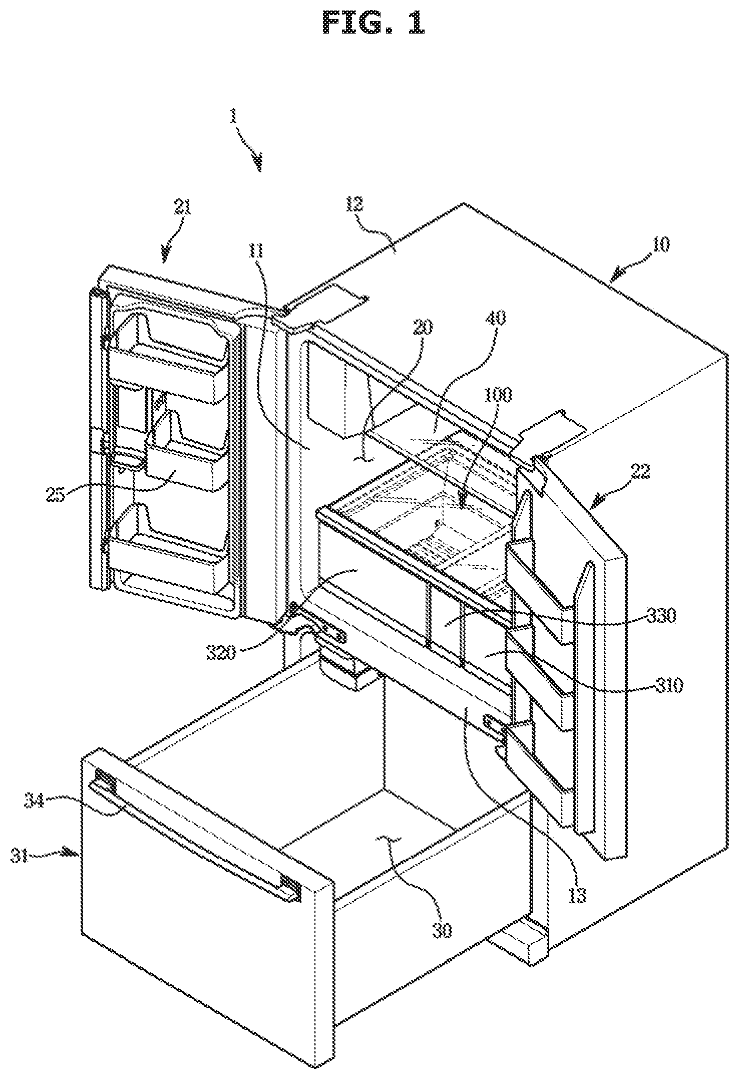 Patent US12618614 Figure 1 – Refrigerator