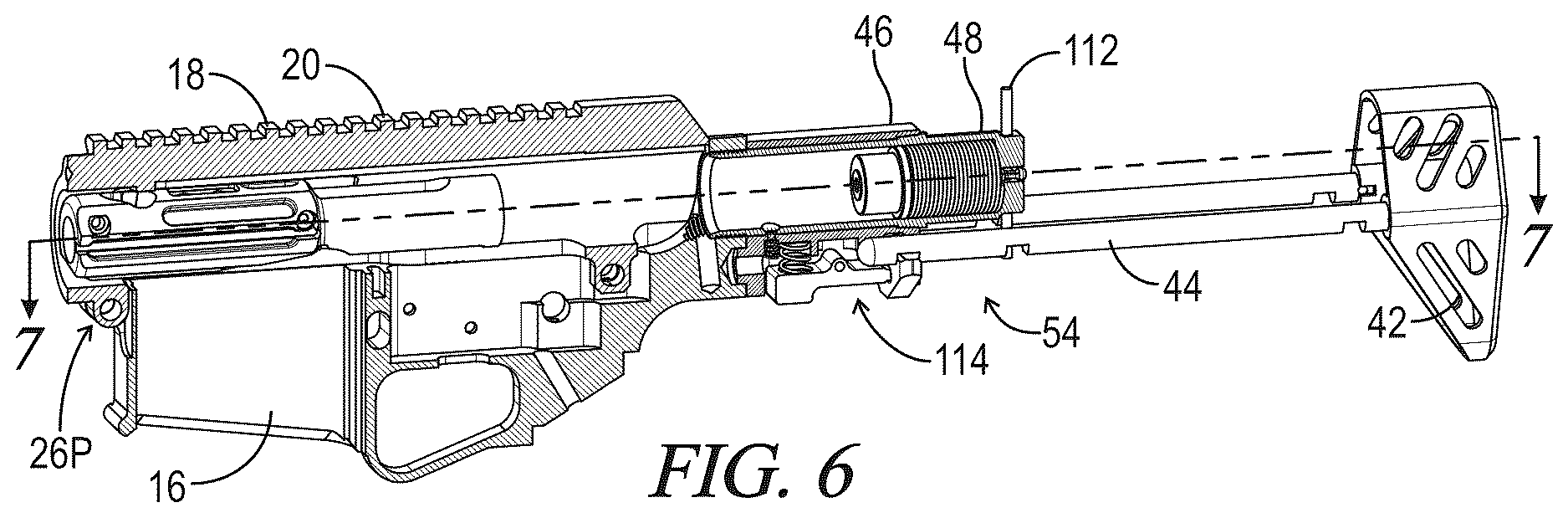 Patent US12618625 Figure 6 – Compact stock for AR-style firearms