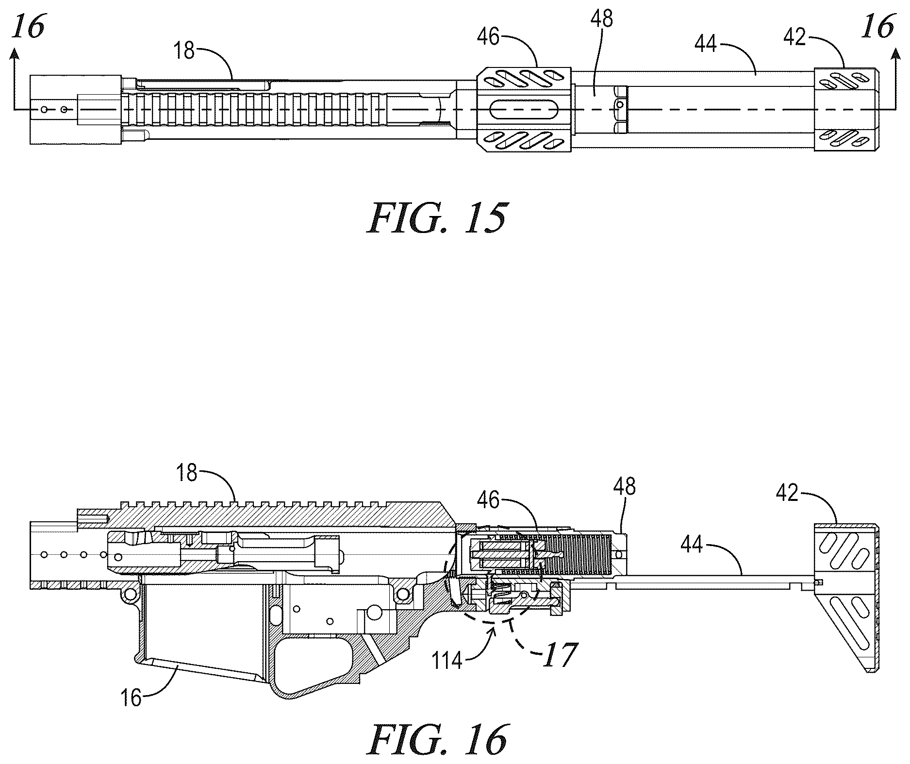 Patent US12618625 Figure 12 – Compact stock for AR-style firearms