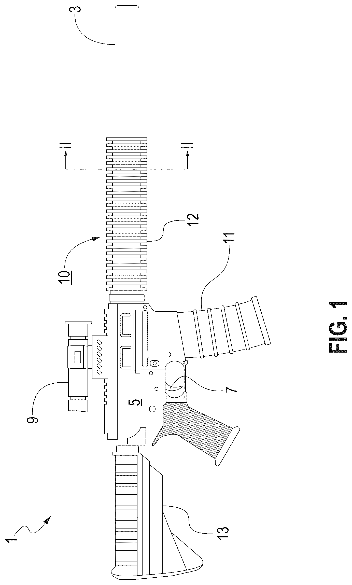 Patent US12618629 Figure 1 – System for cooling automatic firearms and cannons