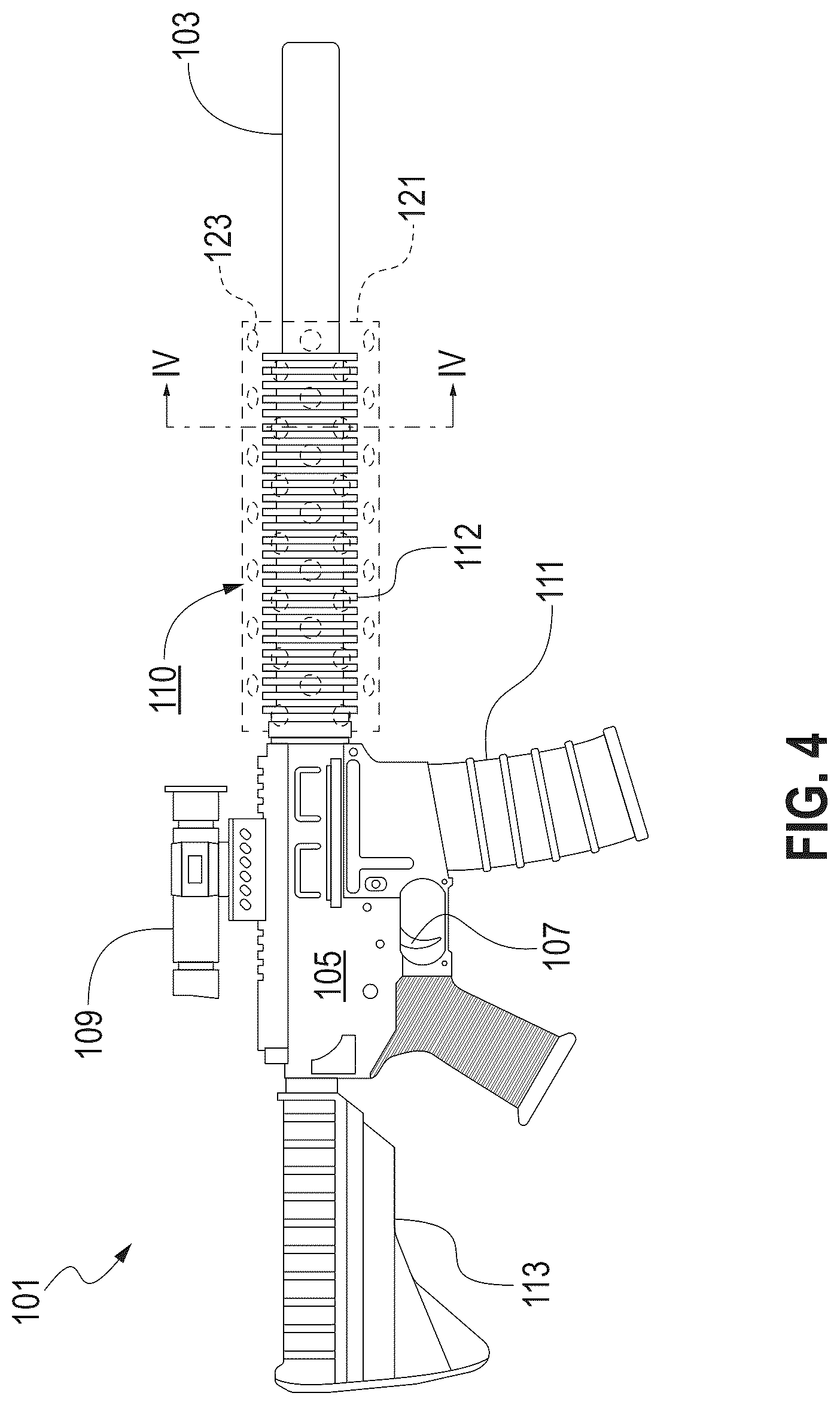 Patent US12618629 Figure 4 – System for cooling automatic firearms and cannons