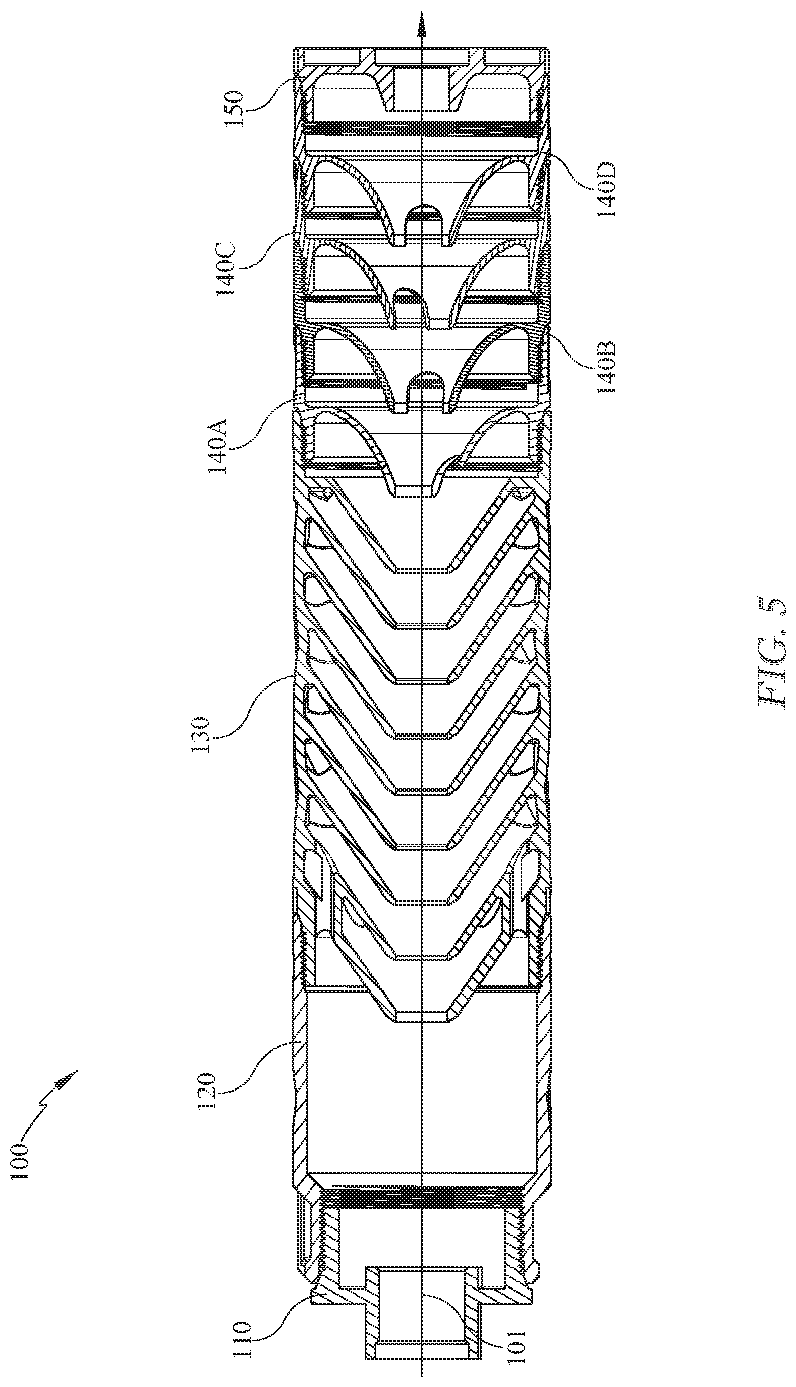 Patent US12618630 Figure 5 – Modular firearm suppressor
