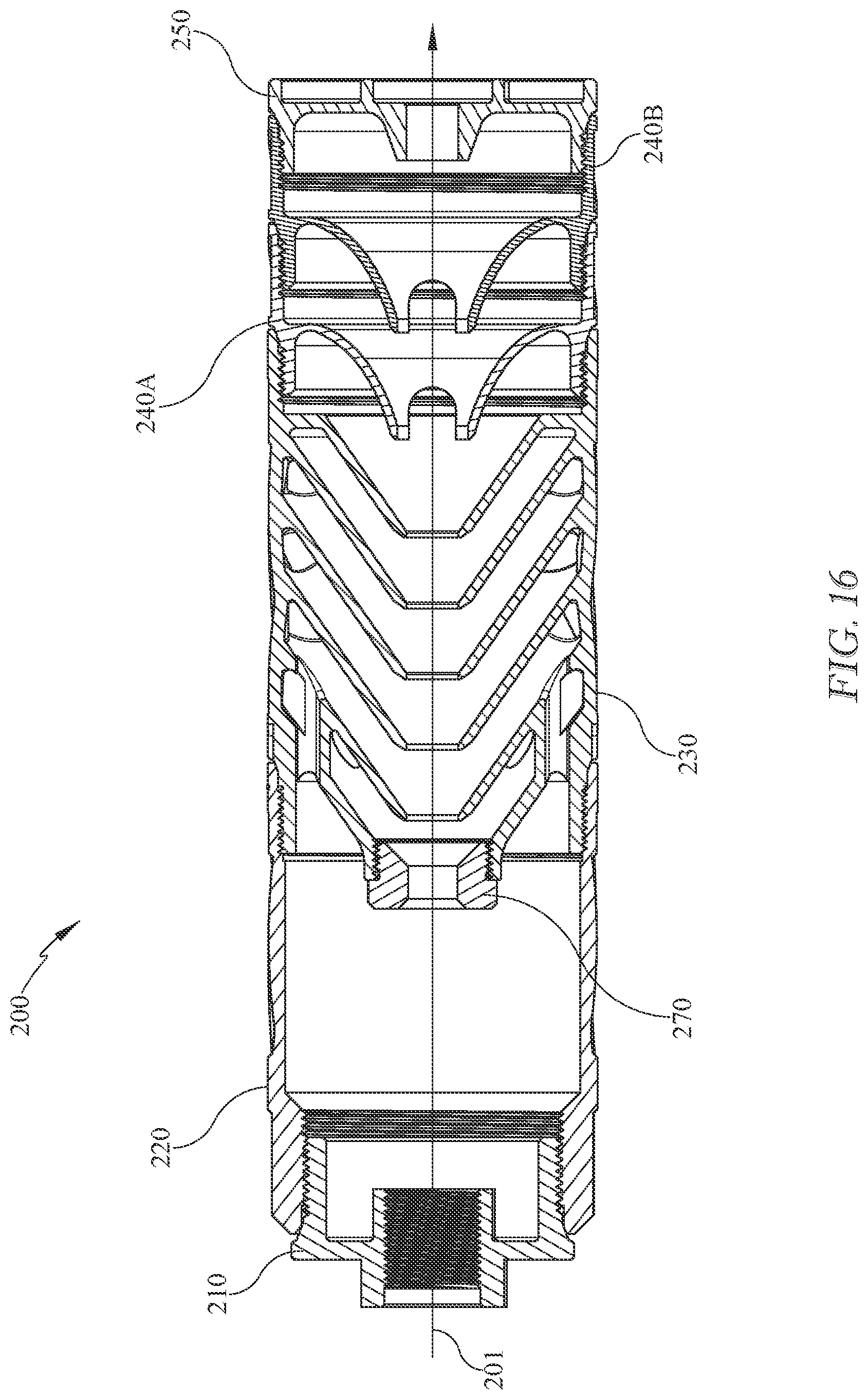 Patent US12618630 Figure 16 – Modular firearm suppressor