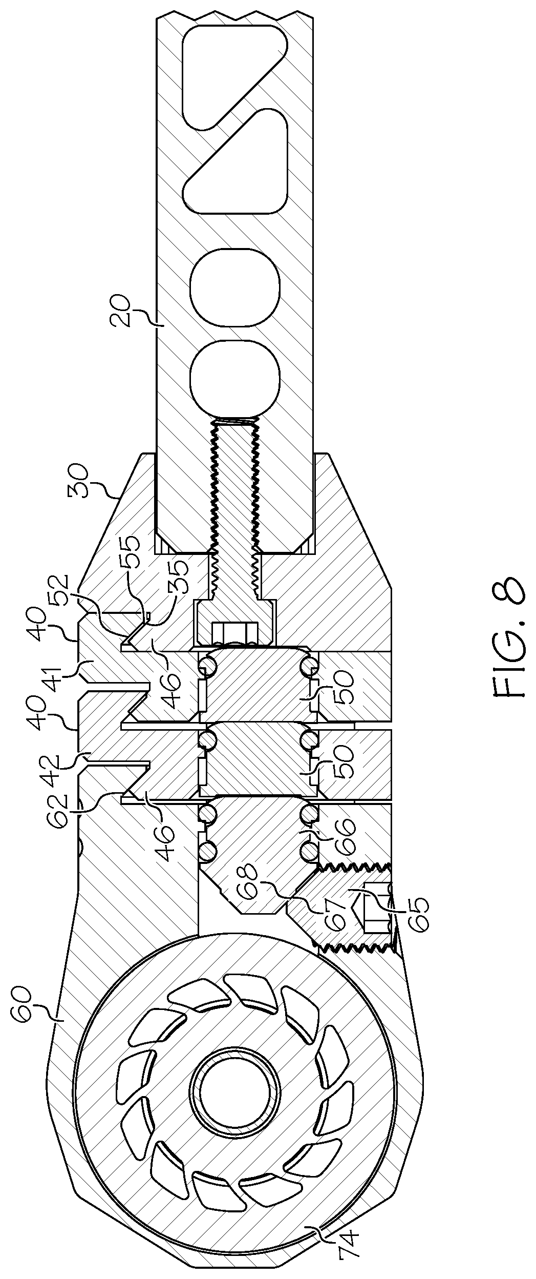 Patent US12618636 Figure 8 – Archery bow stabilizer