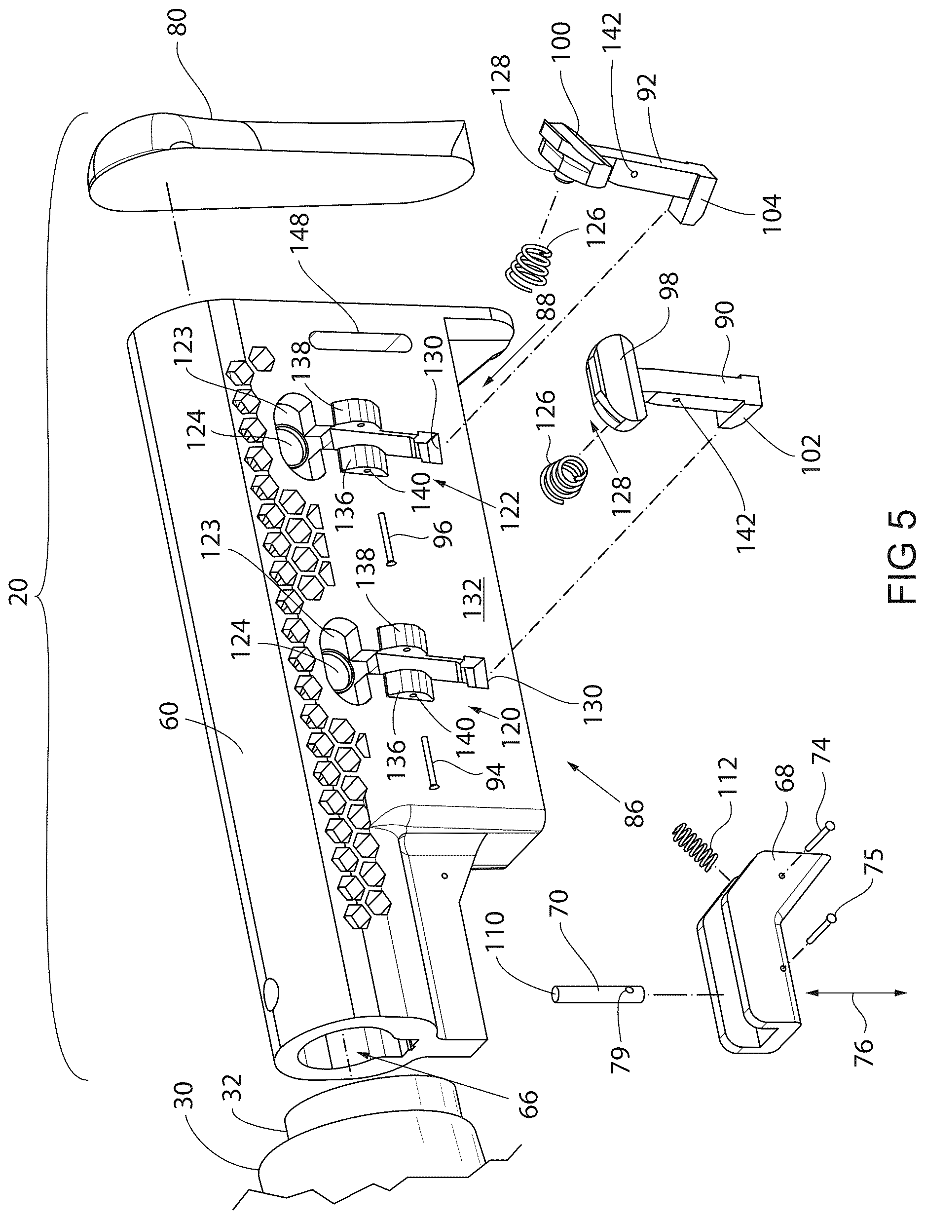 Patent US12618641 Figure 5 – Firearm shoulder stock assembly