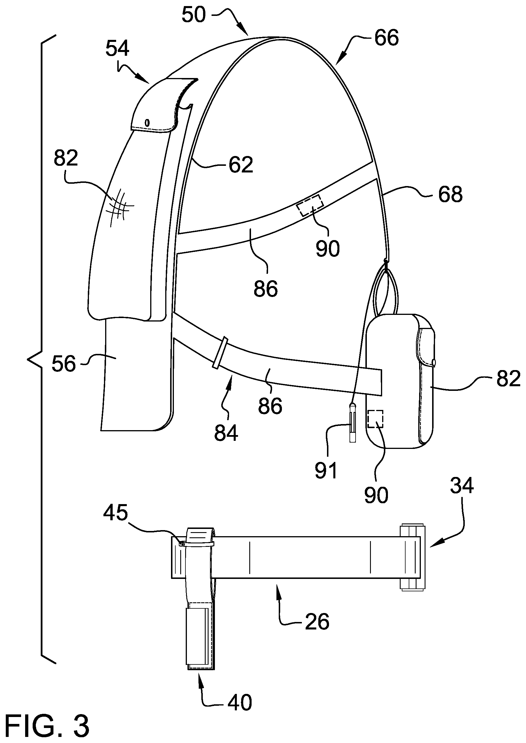 Patent US12618643 Figure 3 – Handless shoulder-fire firearm carry system