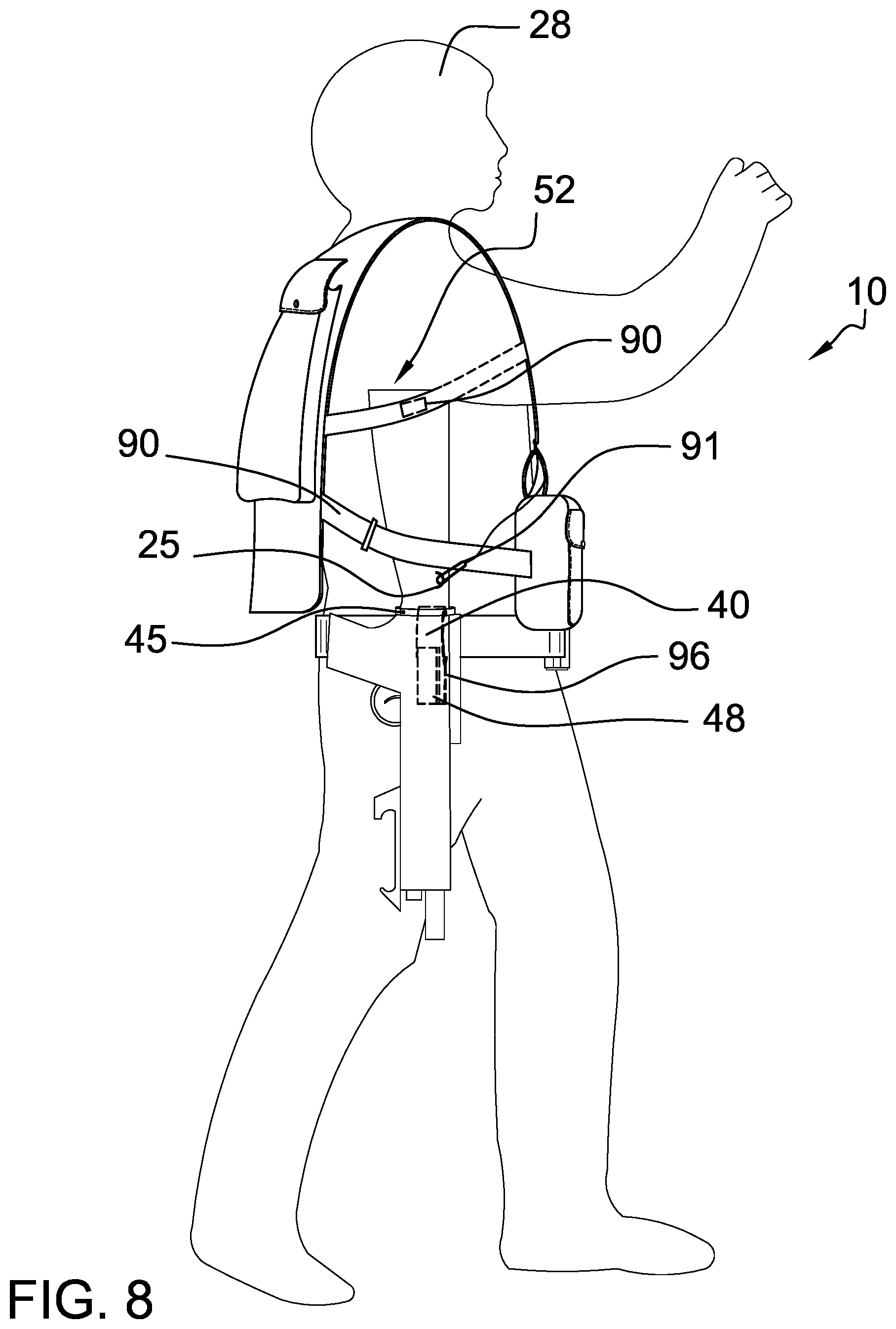 Patent US12618643 Figure 8 – Handless shoulder-fire firearm carry system