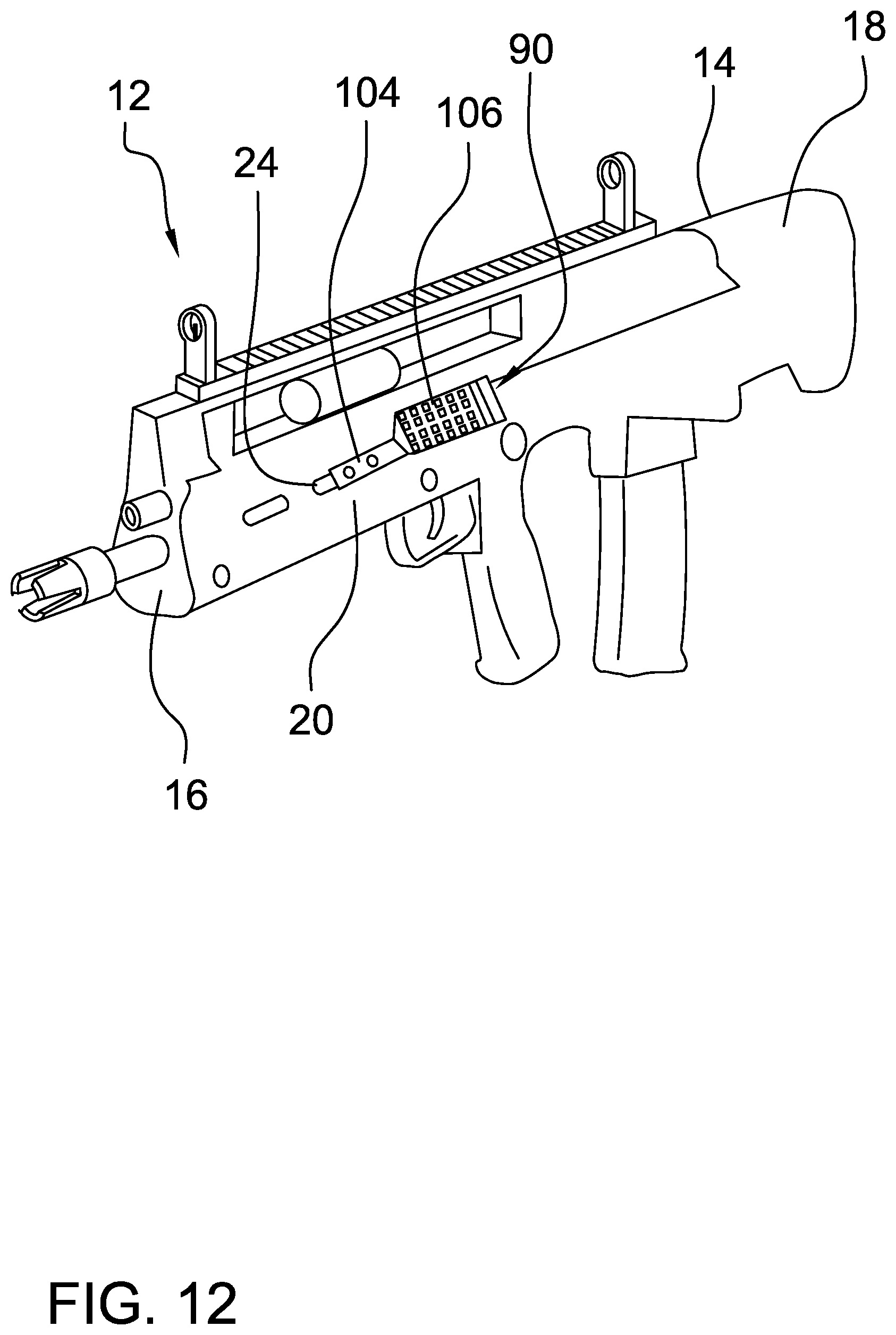 Patent US12618643 Figure 12 – Handless shoulder-fire firearm carry system