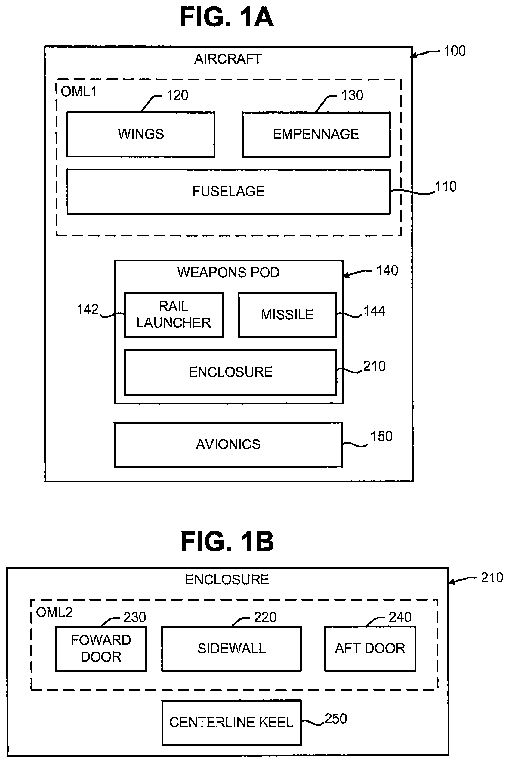Patent US12618644 Figure 1 – Aircraft weapons pod including rail launcher