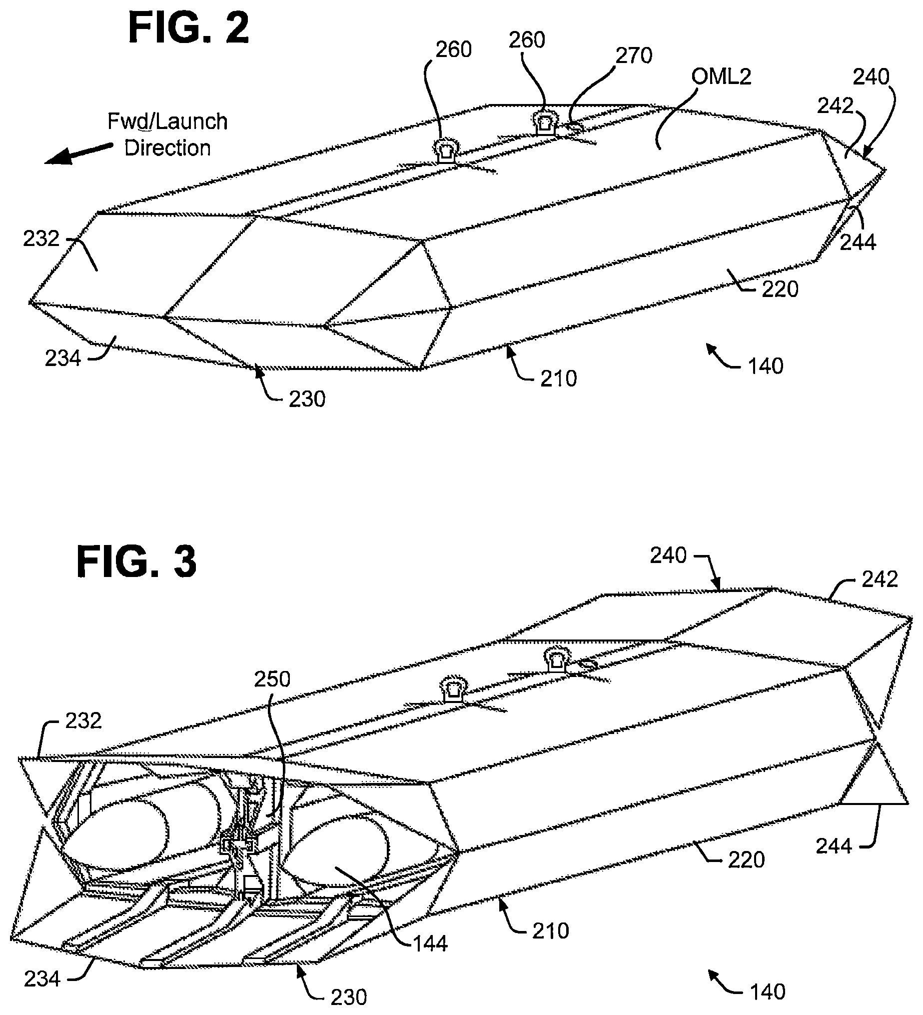 Patent US12618644 Figure 2 – Aircraft weapons pod including rail launcher
