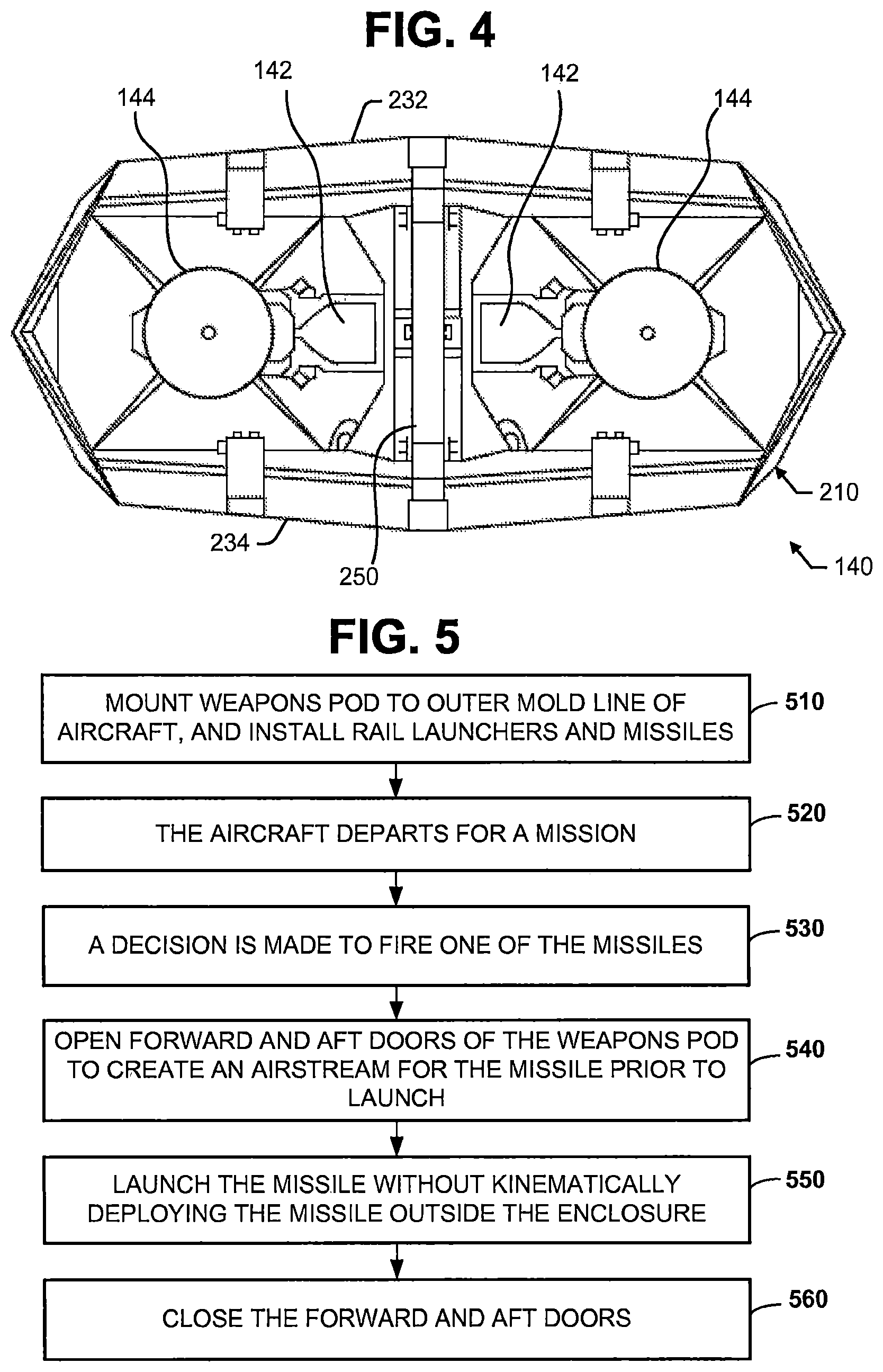 Patent US12618644 Figure 3 – Aircraft weapons pod including rail launcher
