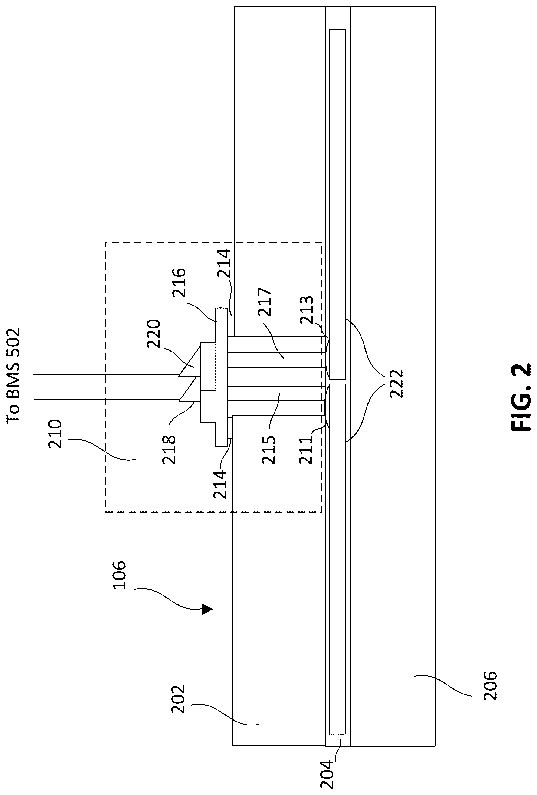 Patent US12618659 Figure 2 – Battery pack configured to determine a deformation event