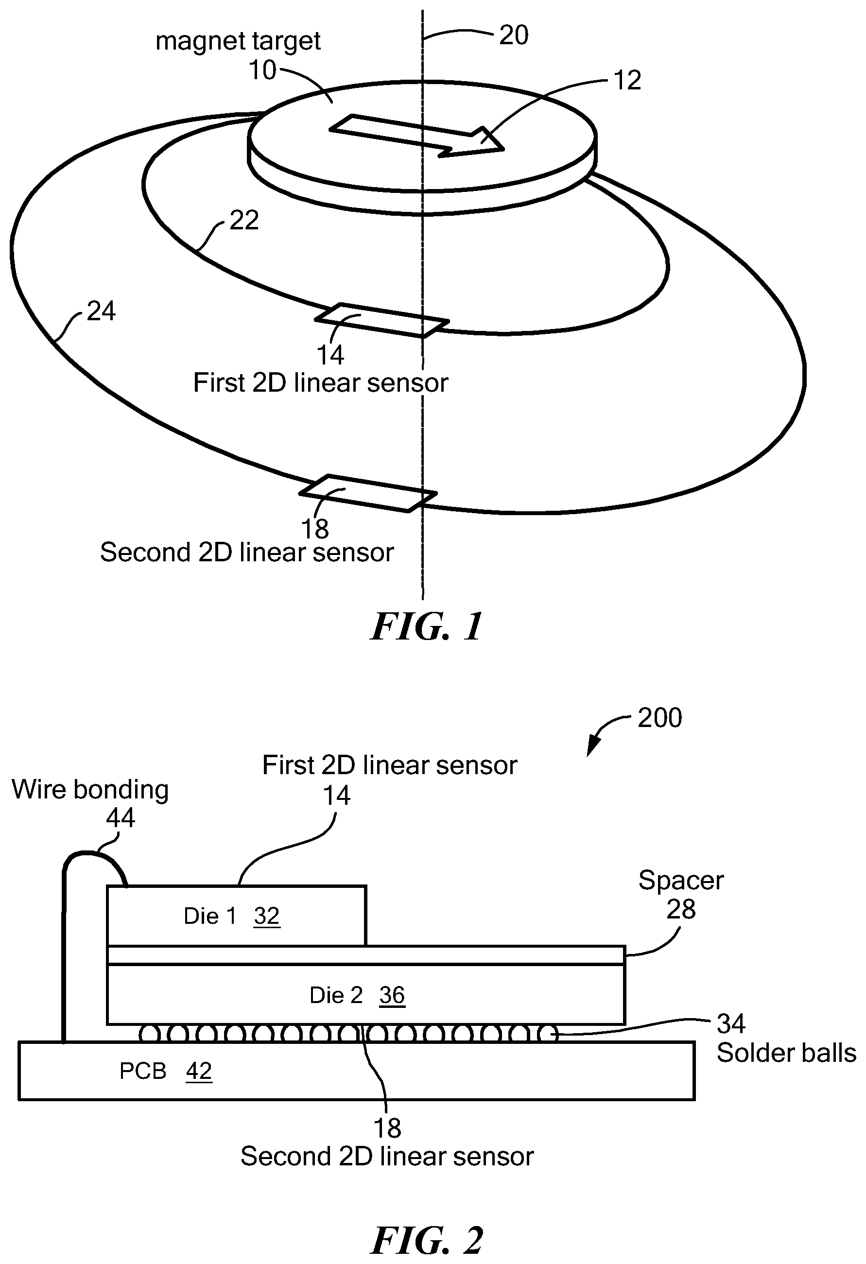 Patent US12618661 Figure 1 – Reducing stray magnetic field effect on an angle sensor