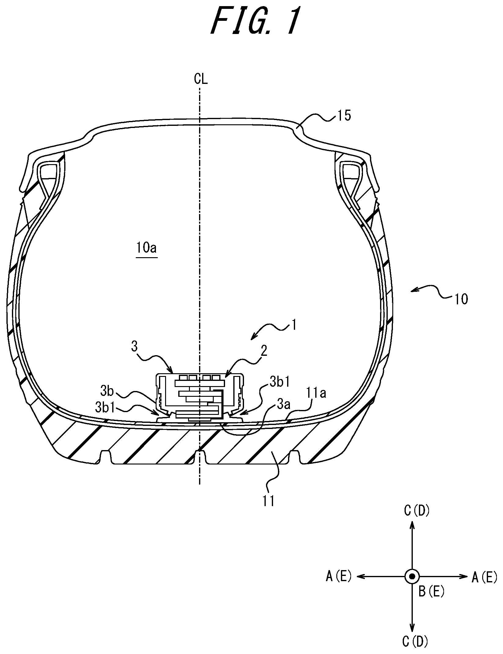 Patent US12618669 Figure 1 – Tire sensor and tire