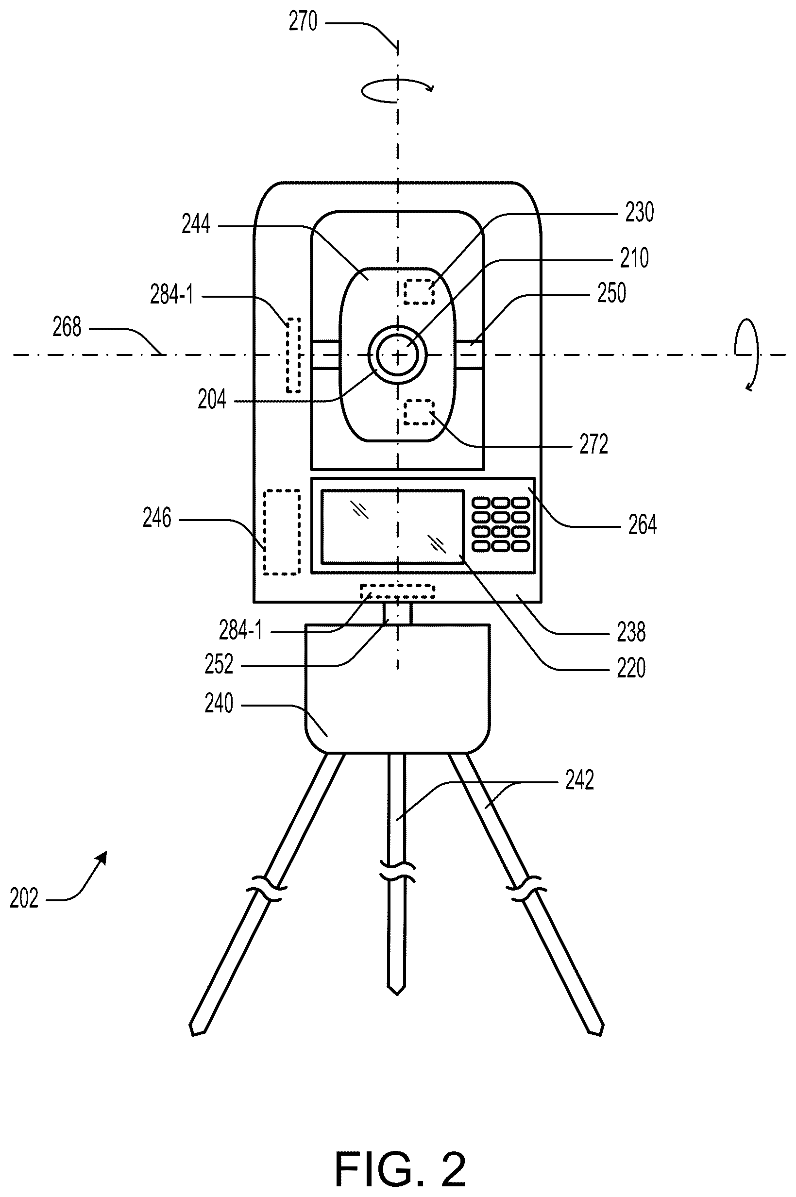 Patent US12618670 Figure 2 – Multiple single-axis trackers for survey equipment