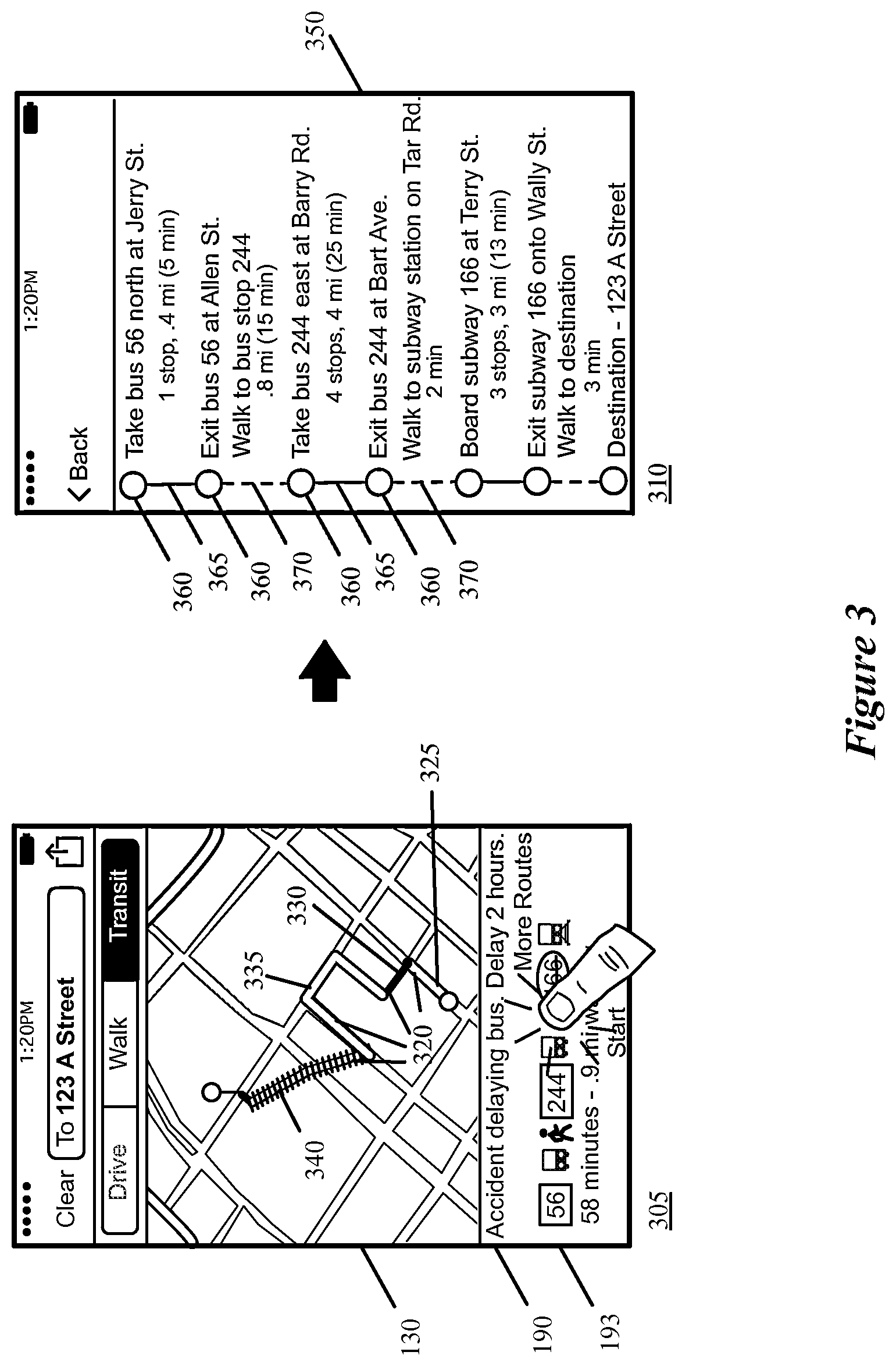 Patent US12618681 Figure 3 – Transit navigation