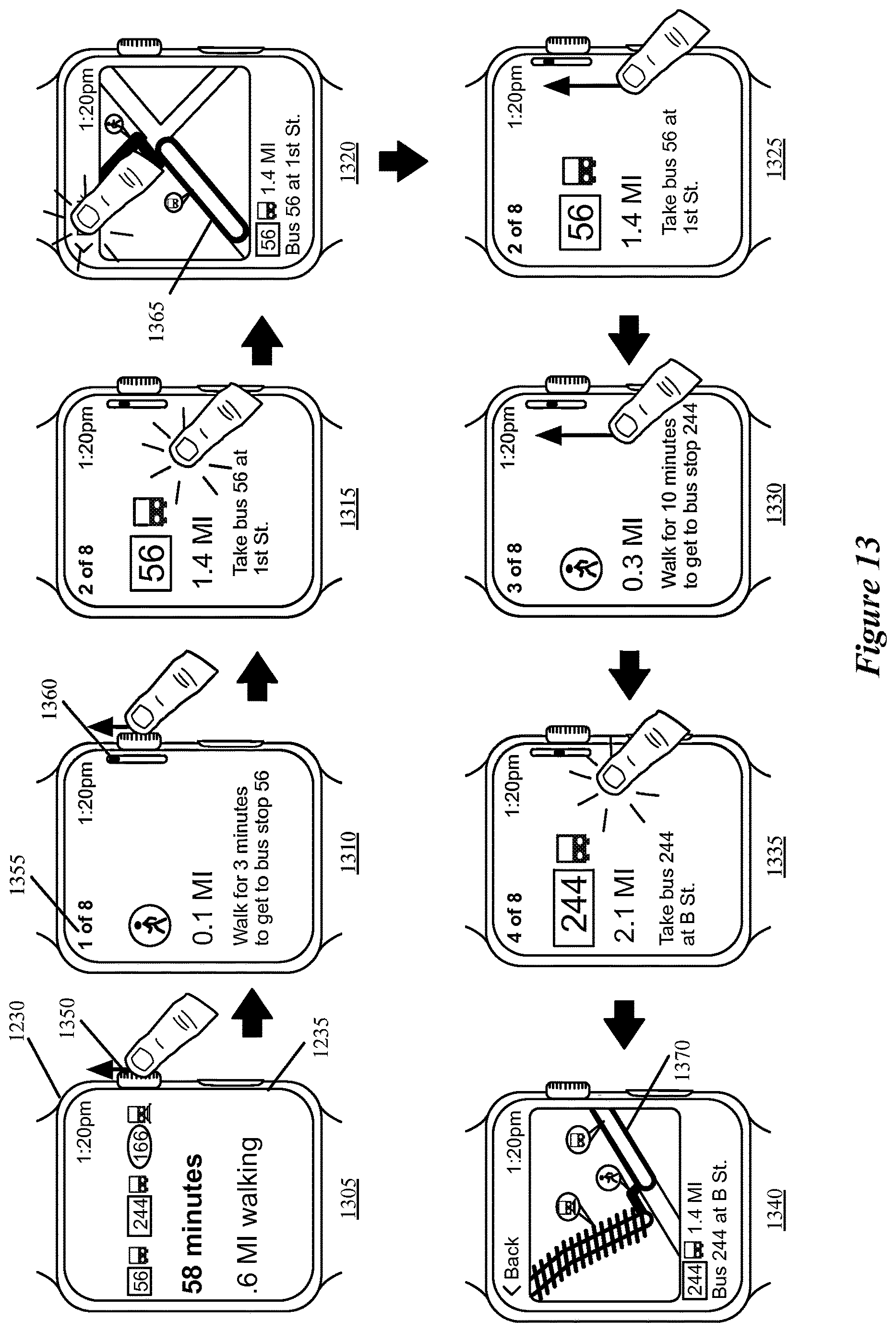 Patent US12618681 Figure 13 – Transit navigation
