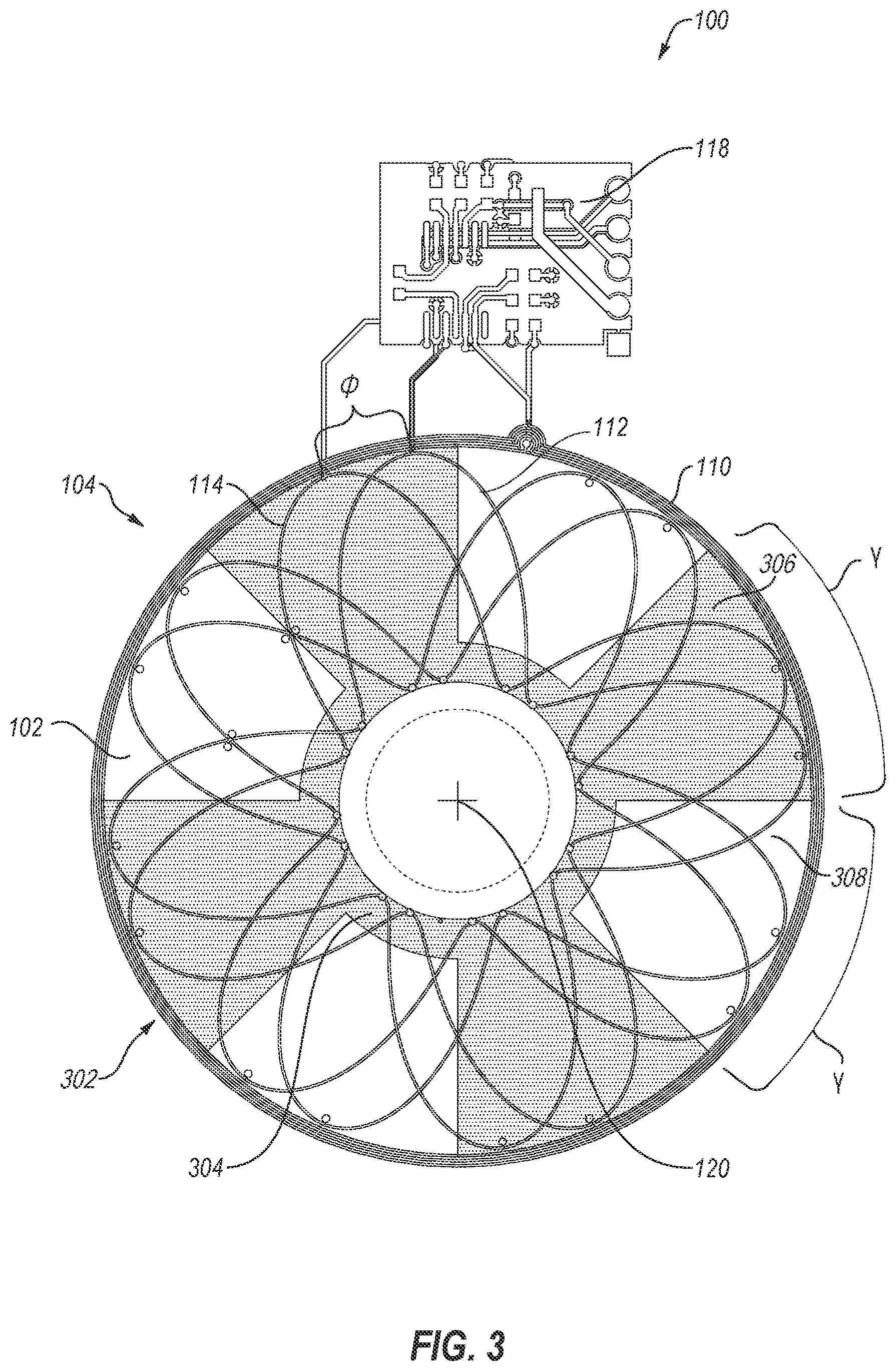 Patent US12618692 Figure 3 – Rotary inductive position sensing with 60° phase-shifted sense signals, and related apparatuses and methods