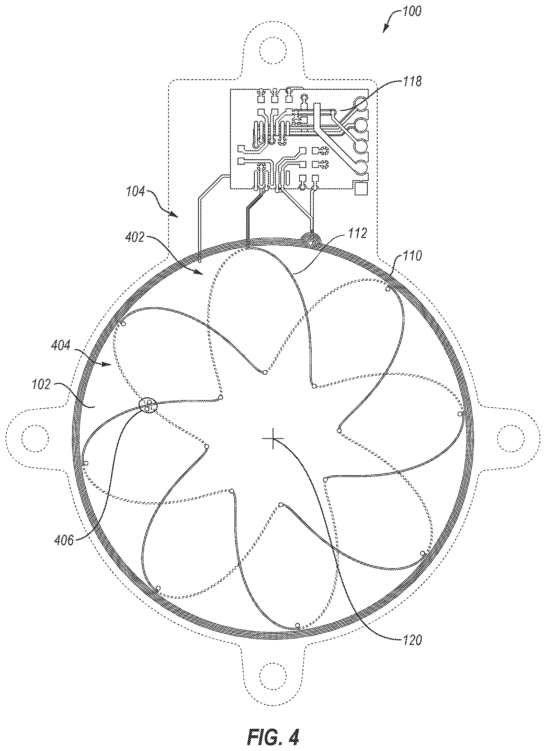 Patent US12618692 Figure 4 – Rotary inductive position sensing with 60° phase-shifted sense signals, and related apparatuses and methods