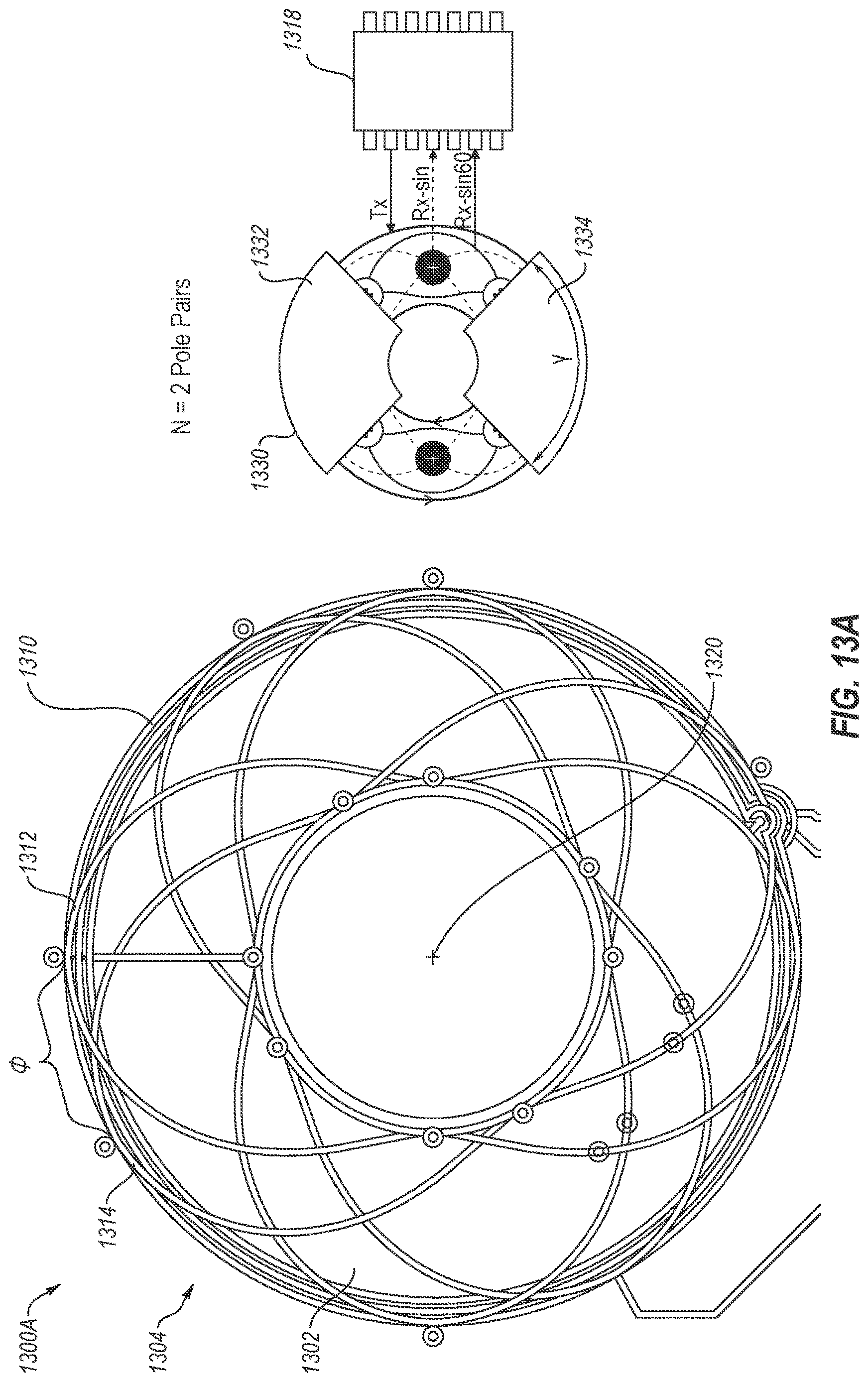 Patent US12618692 Figure 14 – Rotary inductive position sensing with 60° phase-shifted sense signals, and related apparatuses and methods
