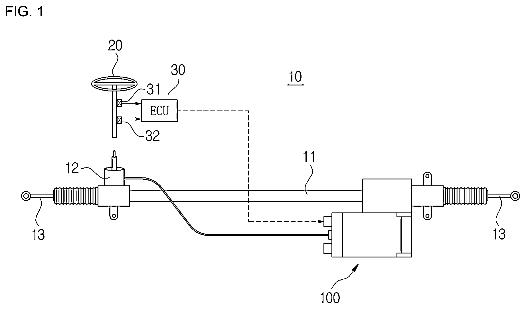 Patent US12618732 Figure 1 – Pinion sensor structure of steering apparatus and method of assembling pinion sensor structure of steering apparatus