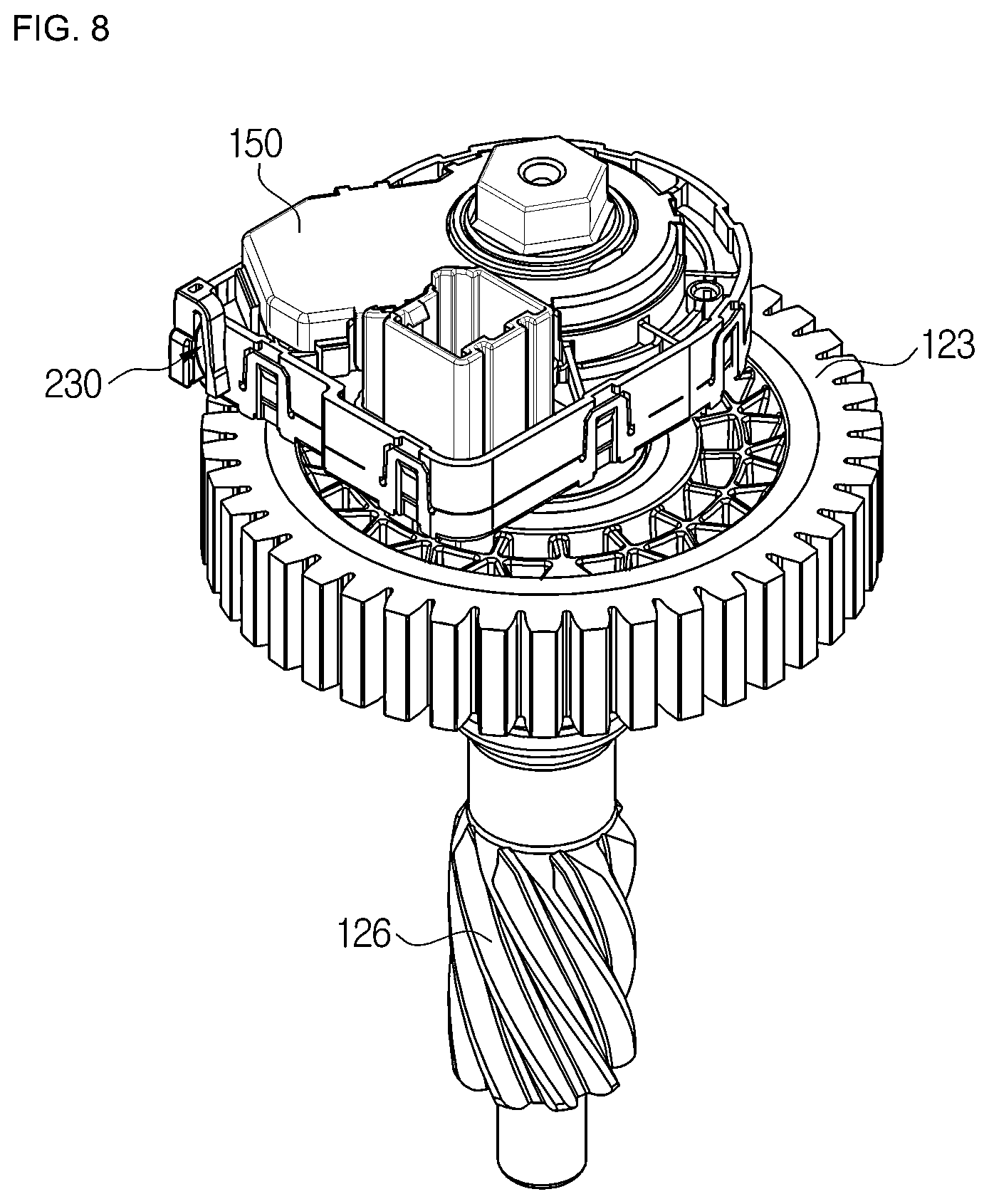 Patent US12618732 Figure 7 – Pinion sensor structure of steering apparatus and method of assembling pinion sensor structure of steering apparatus