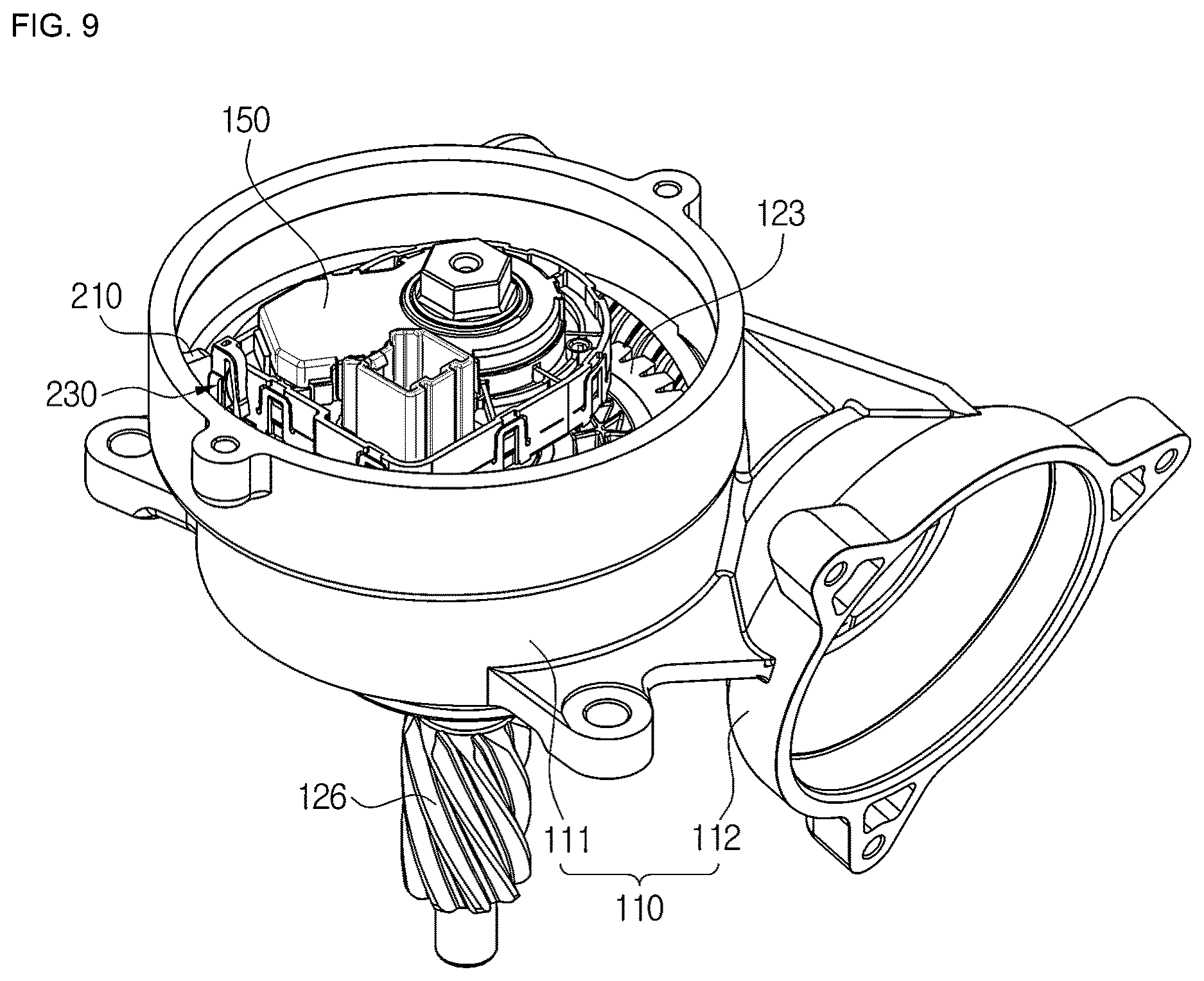 Patent US12618732 Figure 8 – Pinion sensor structure of steering apparatus and method of assembling pinion sensor structure of steering apparatus