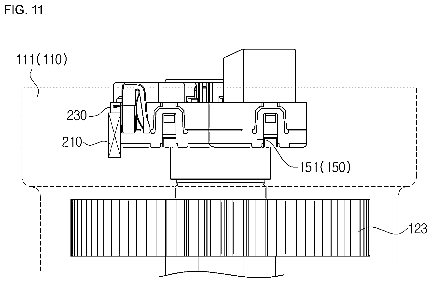 Patent US12618732 Figure 10 – Pinion sensor structure of steering apparatus and method of assembling pinion sensor structure of steering apparatus