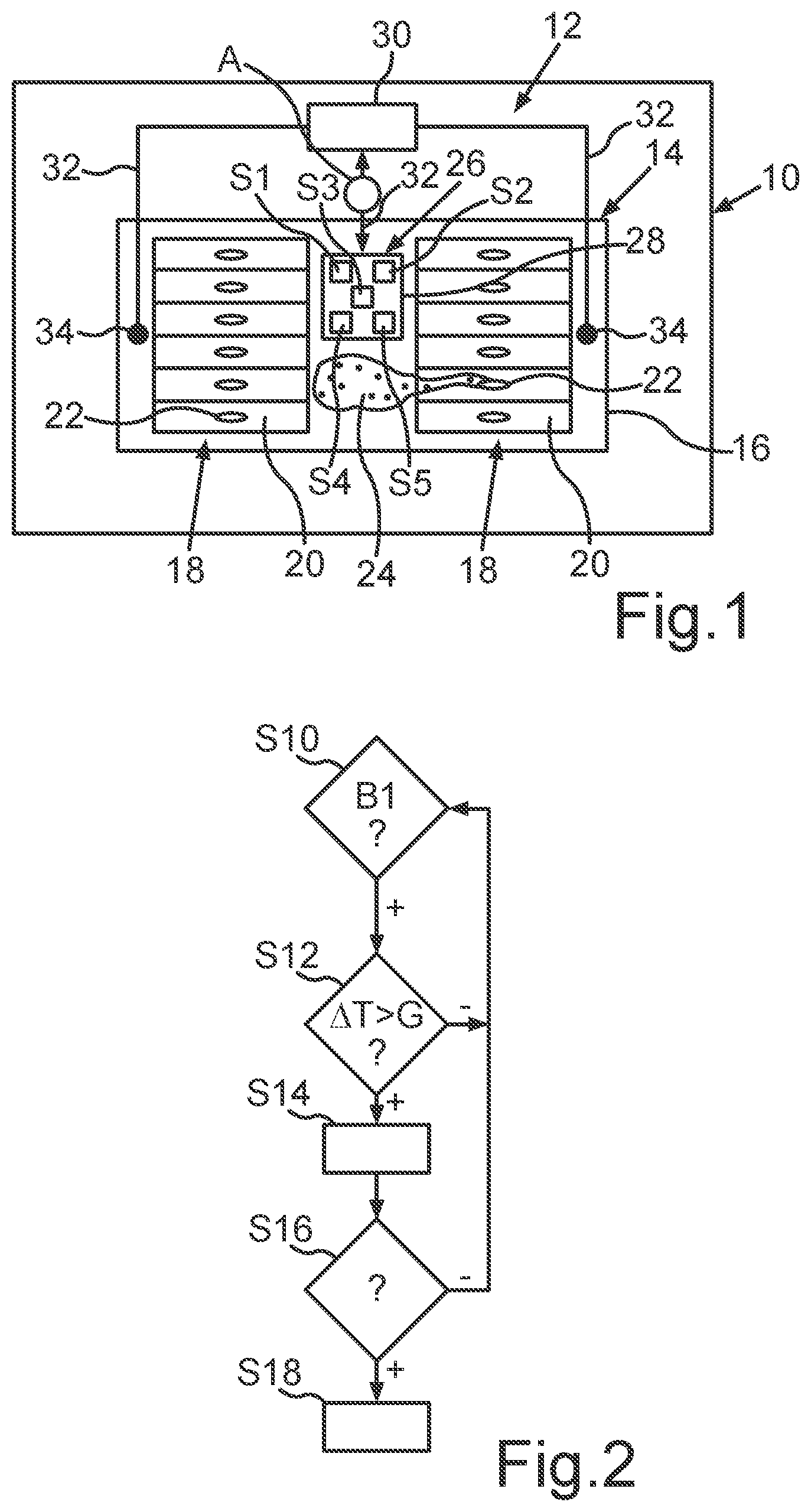 Patent US12618740 Figure 1 – Measuring arrangement for gas monitoring for an energy storage of a motor vehicle, energy storage arrangement for a motor vehicle and method for operating a measuring arrangement
