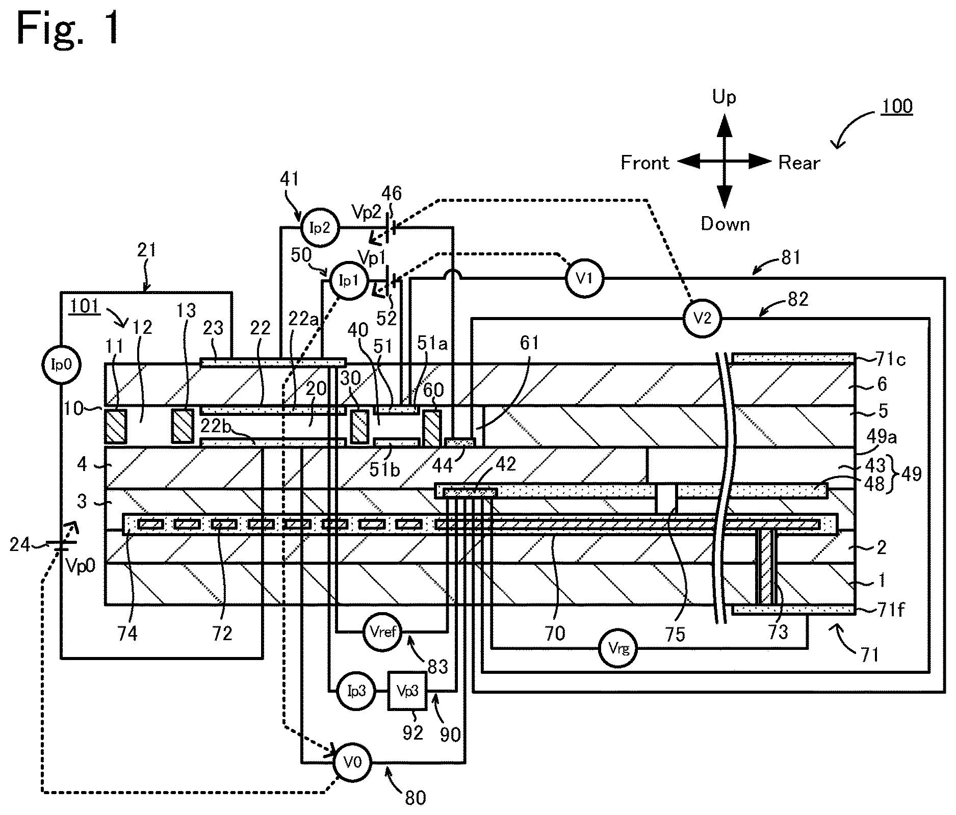 Patent US12618799 — Gas sensor and method of identifying deviation of reference potential of the same — Figure 1