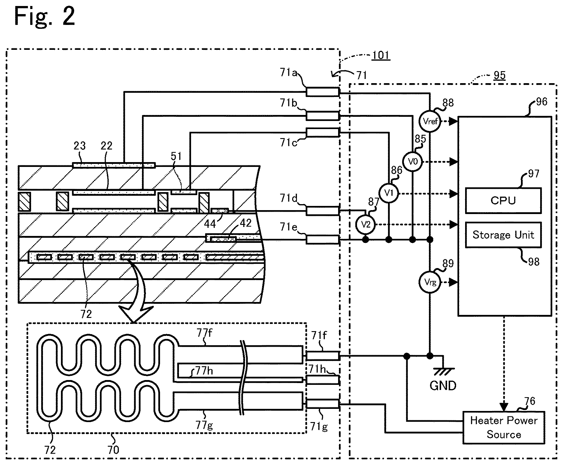 Patent US12618799 Figure 2 – Gas sensor and method of identifying deviation of reference potential of the same