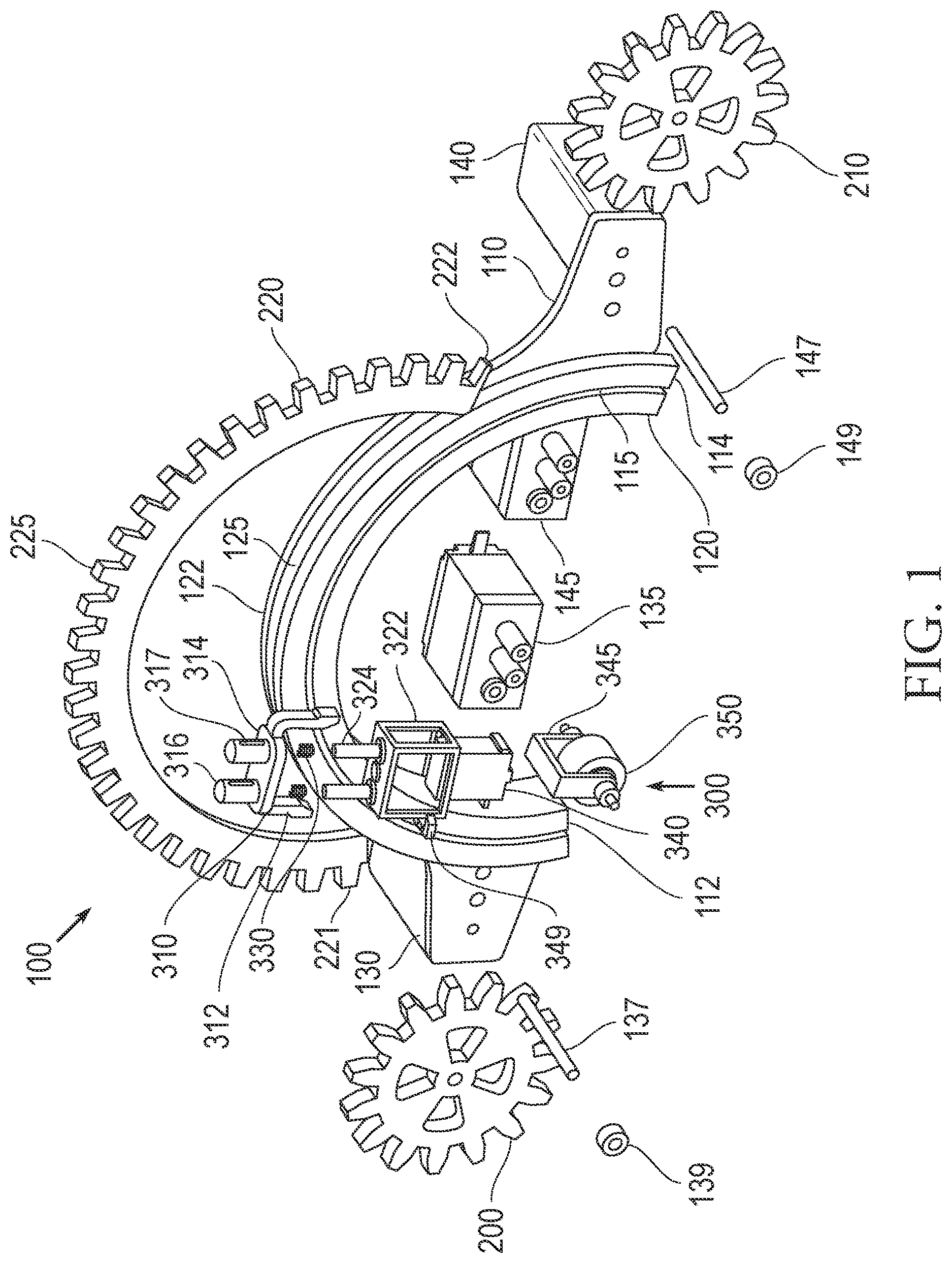 Patent US12618807 Figure 1 – Half ring gear mechanism for ultrasound inspection