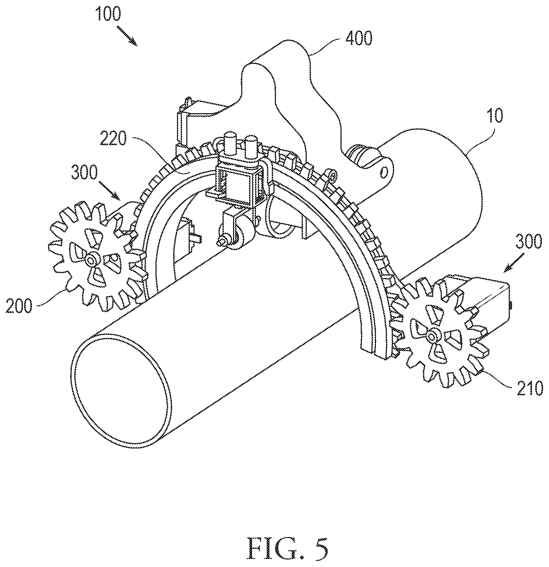 Patent US12618807 Figure 4 – Half ring gear mechanism for ultrasound inspection