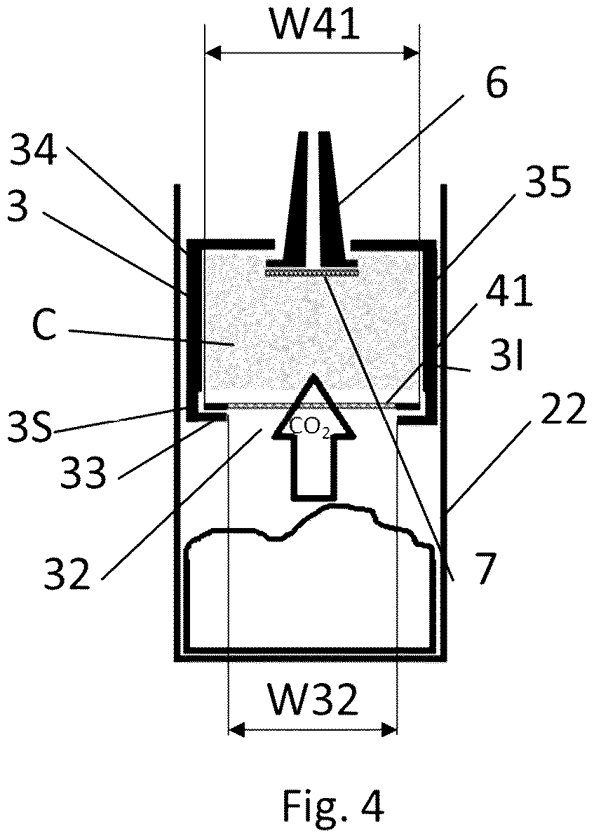 Patent US12618820 Figure 5 – Container for determining the quantity of CO 2 absorbed and/or expelled by a sample of matter over time