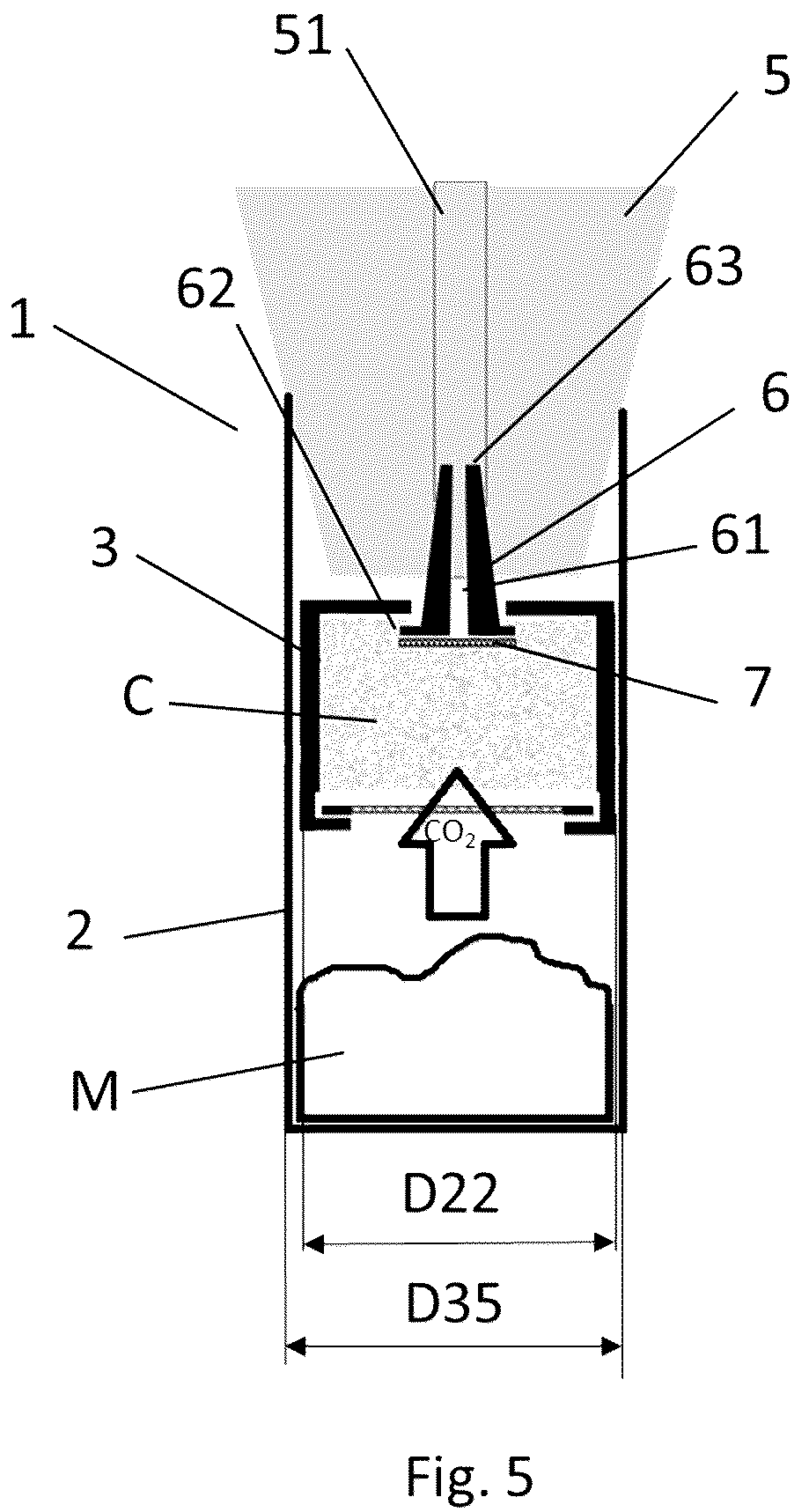 Patent US12618820 Figure 6 – Container for determining the quantity of CO 2 absorbed and/or expelled by a sample of matter over time