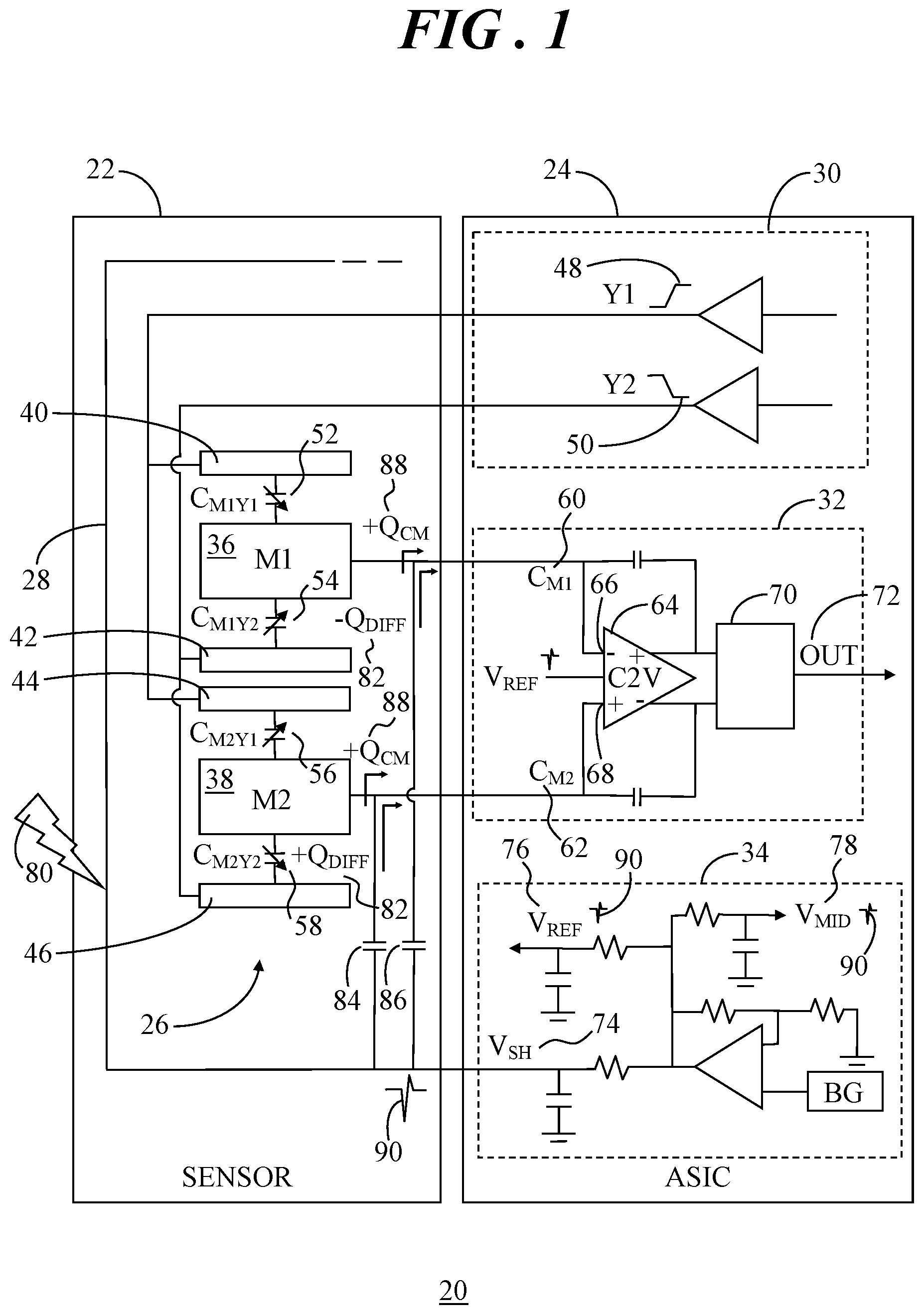 Patent US12618867 Figure 1 – Sensor package with interference reduction and method of operation