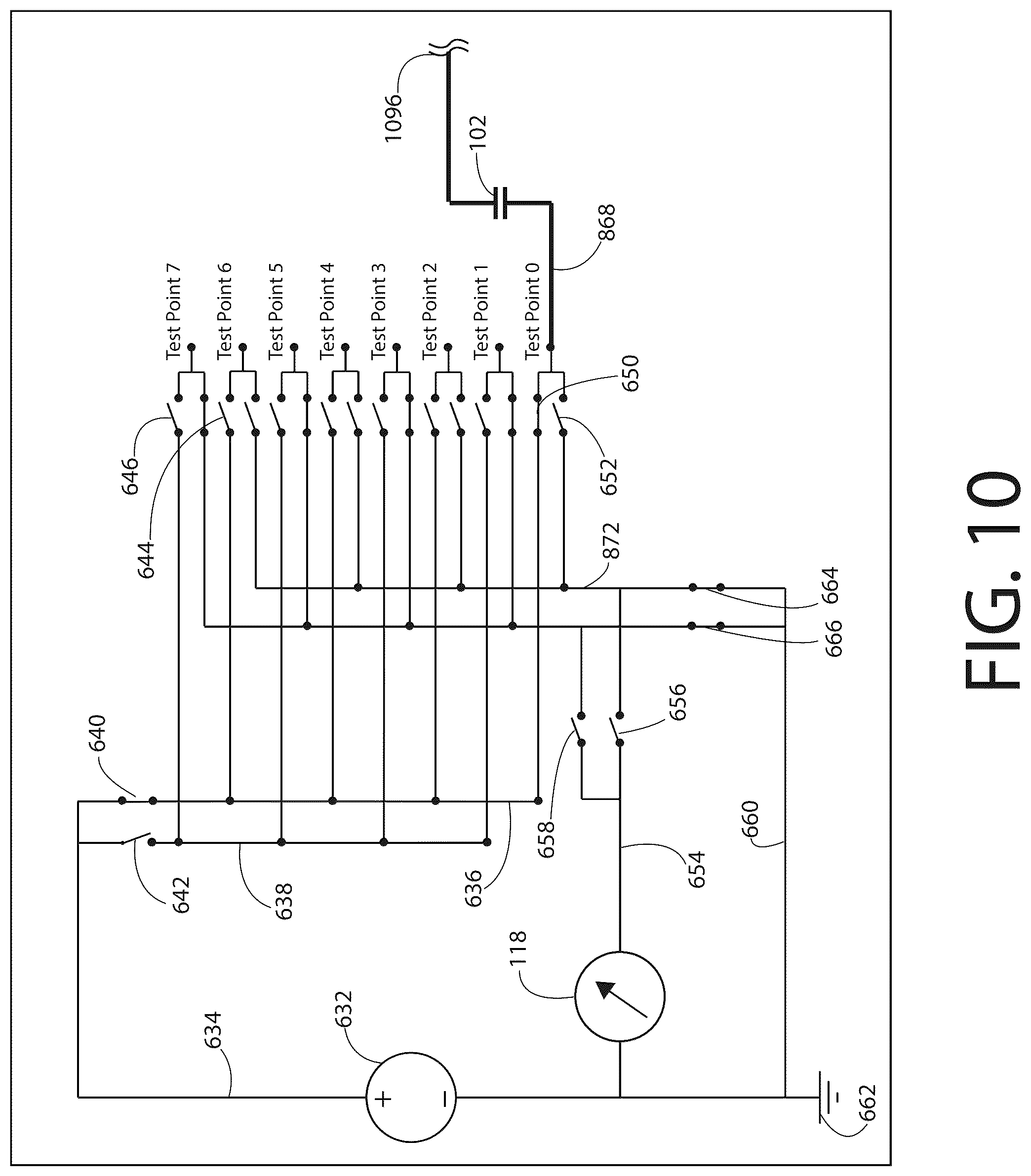 Patent US12618873 Figure 10 – Partailly guarded switching matrix for automatic electronic test equipment