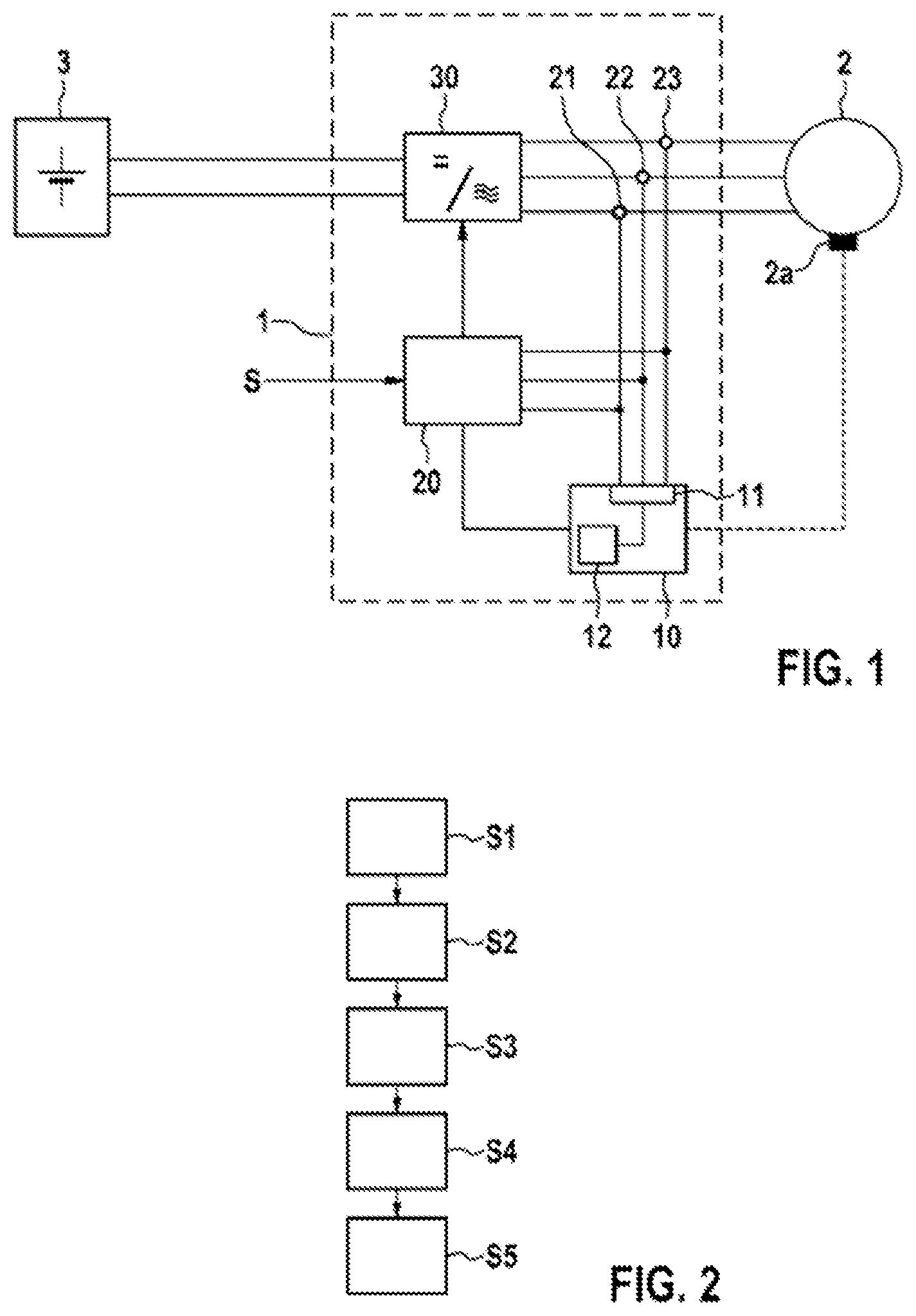 Patent US12618878 Figure 1 – Method and detector device for monitoring current sensors, and electric drive system